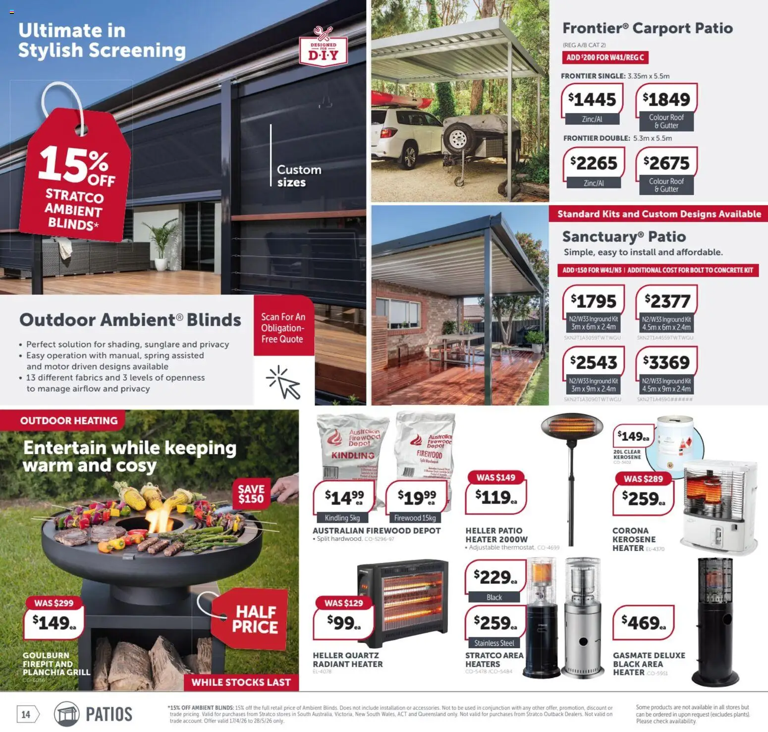 Stratco catalogue - valid from 17.04.2026 | Page: 14 | Products: Blinds, Heater, Kits, Grill