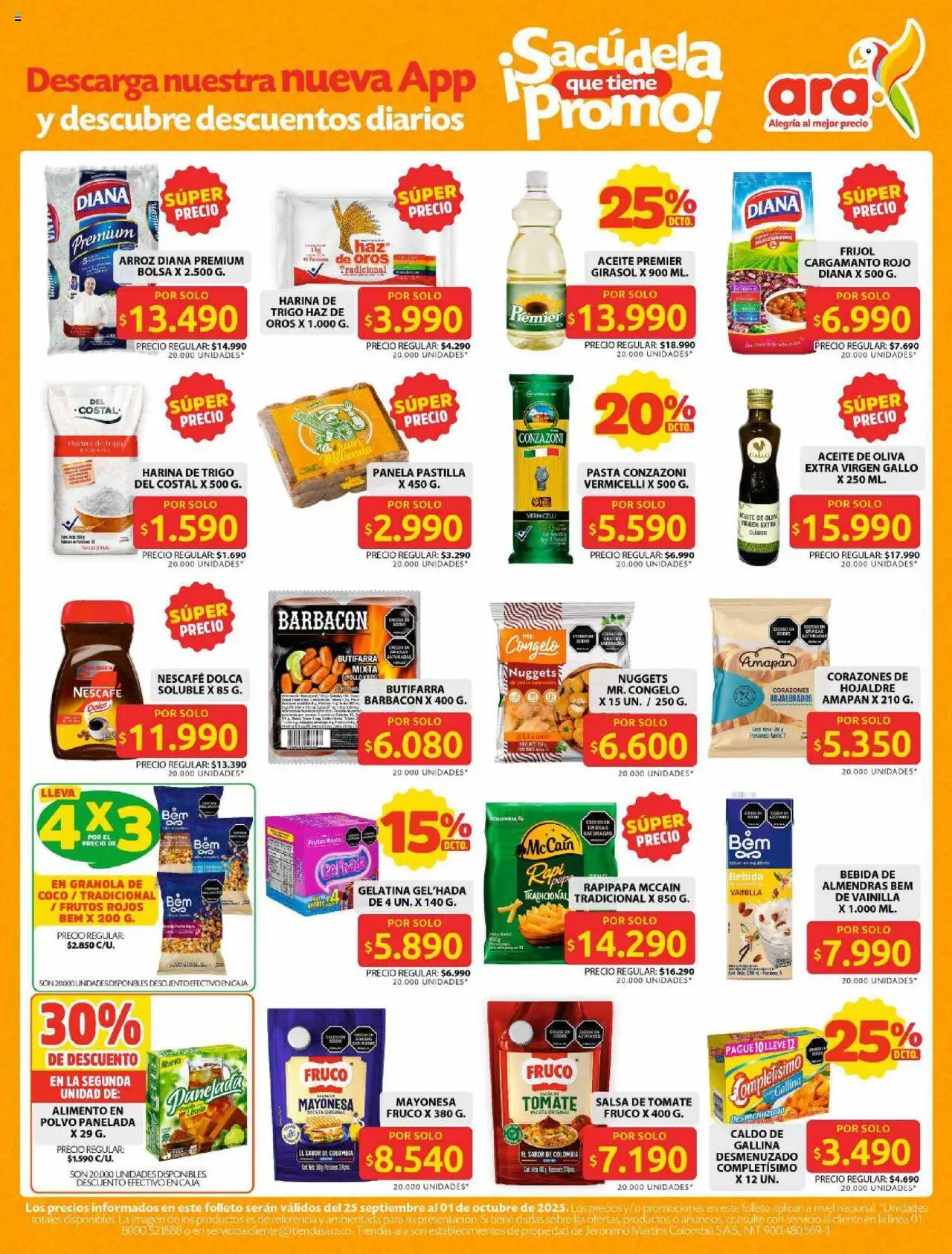 Ara revista - valida desde el 25.09.2025 | Página: 2 | Productos: Salsa de tomate, Harina, Caja, Oliva