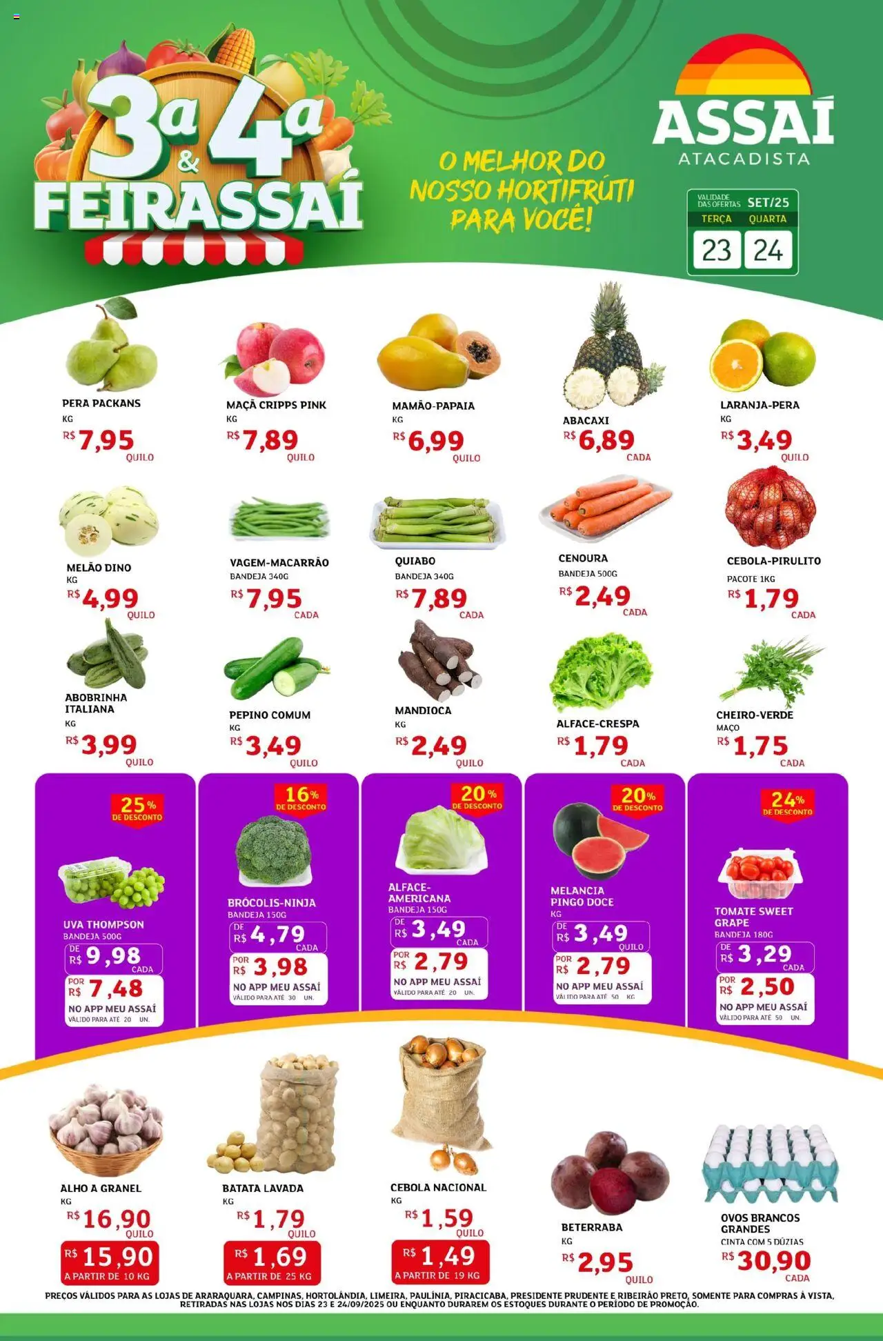 Assaí Atacadista Folheto - válido de 23.09.2025 | Página: 1 | Produtos: Melancia, Abobrinha, Abacaxi, Bandeja