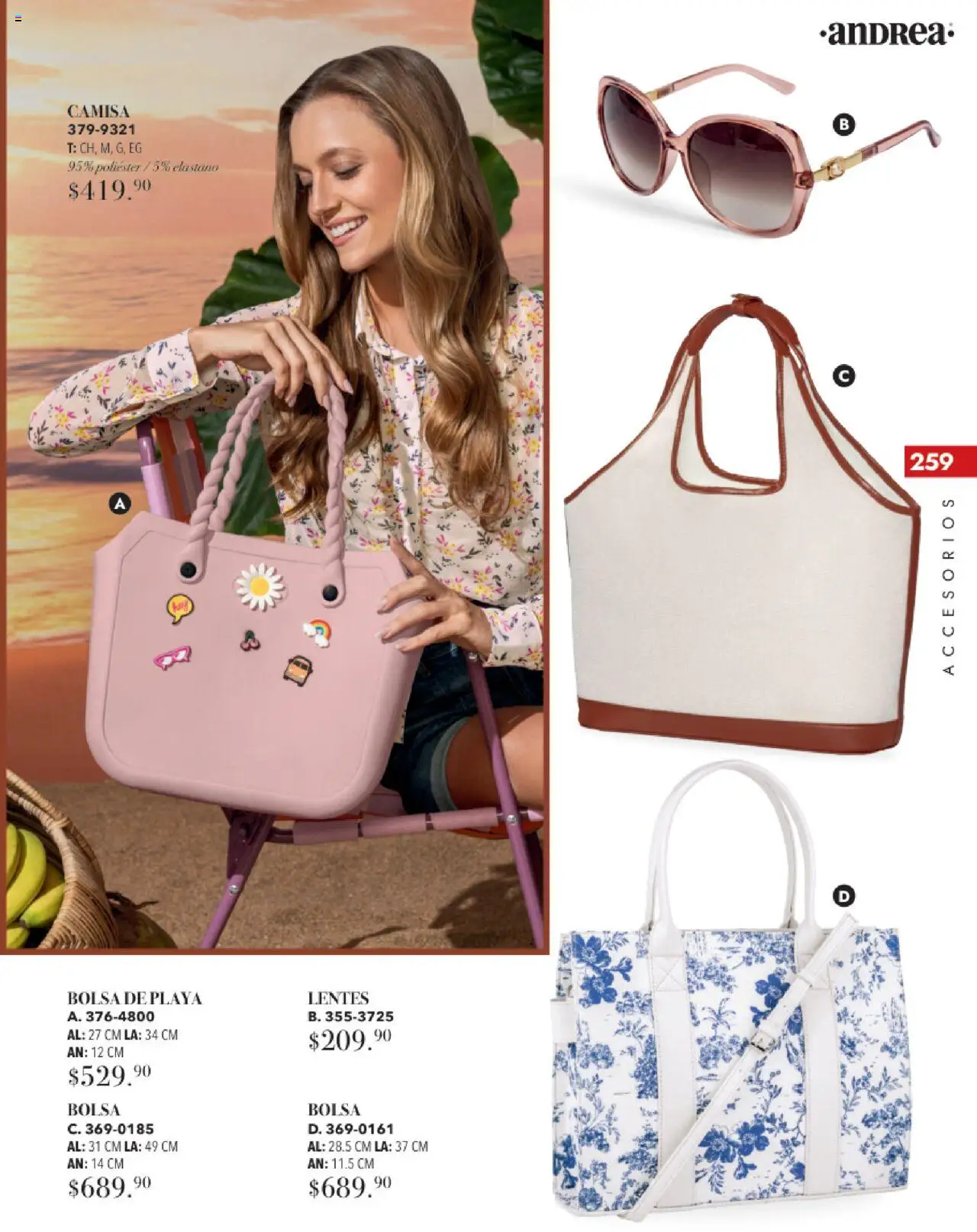 Nuevas ofertas de Andrea válidas en toda la República Mexicana desde el 17.08.2025. ¡Encuentra las mejores ofertas en Andrea - Catálogo Tropical Otoño / Invierno! | Página: 259 | Productos: Lentes, Bolsa, Camisa