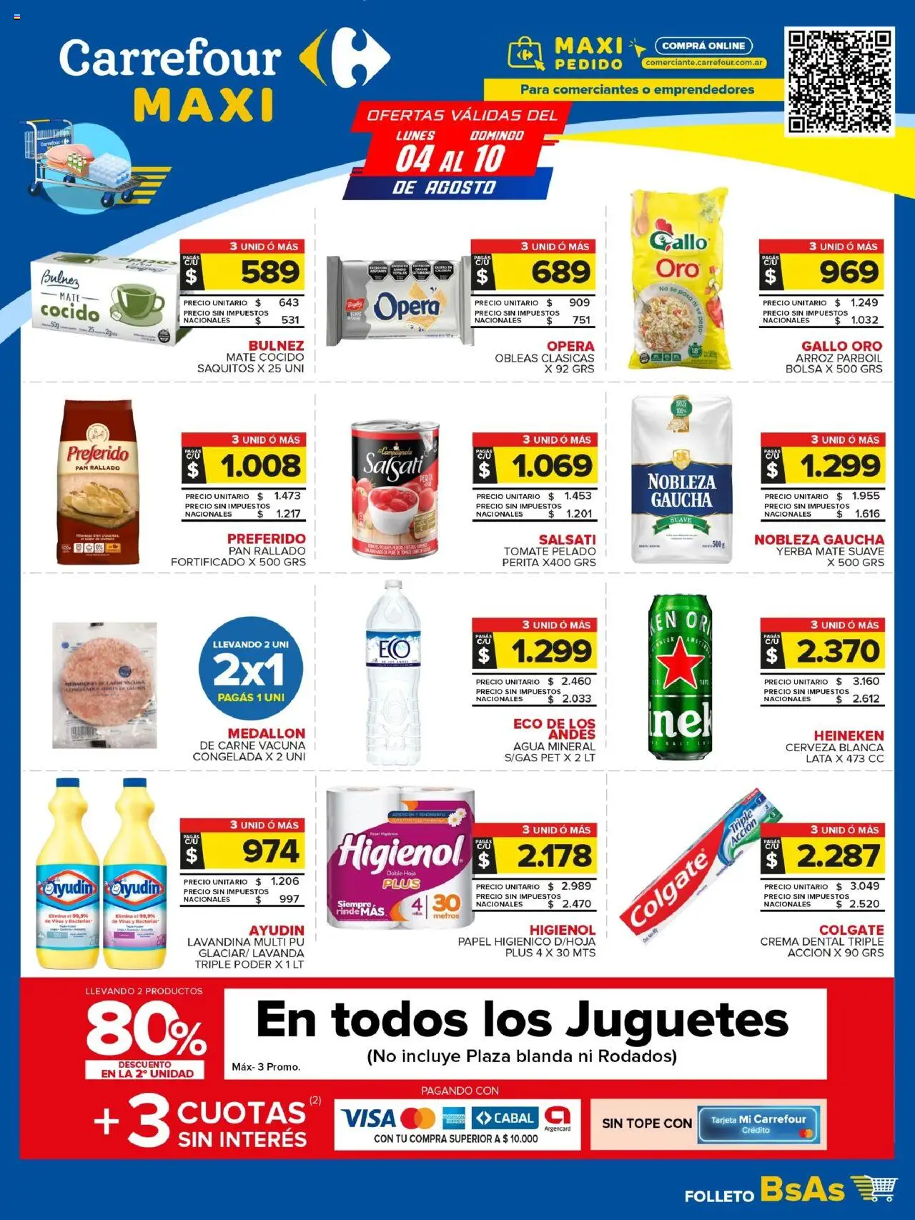 Carrefour Maxi catálogo │ válido desde el 04.08.2025 | Página: 1 | Productos: Lavandina, Cerveza, Mate cocido, Crema