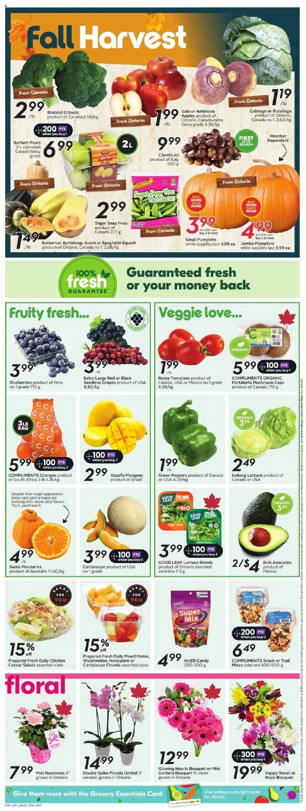 Sobeys flyer valid from 16.10.2025 | Page: 7 | Products: Chicken, Apples, Oranges, Tomatoes