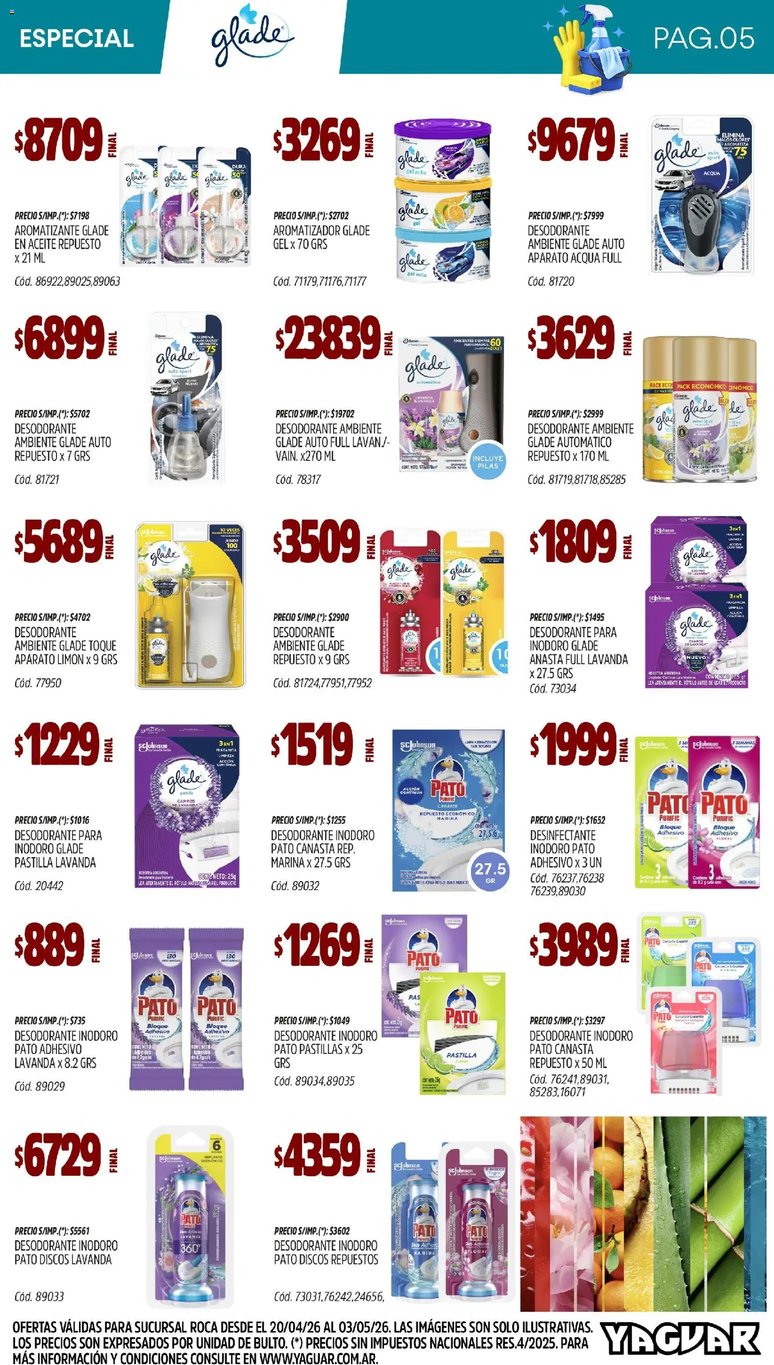 Yaguar - Especial Limpieza General Roca │ válido desde el 20.04.2026 | Página: 5 | Productos: Desinfectante, Pilas, Fragancia, Desodorante