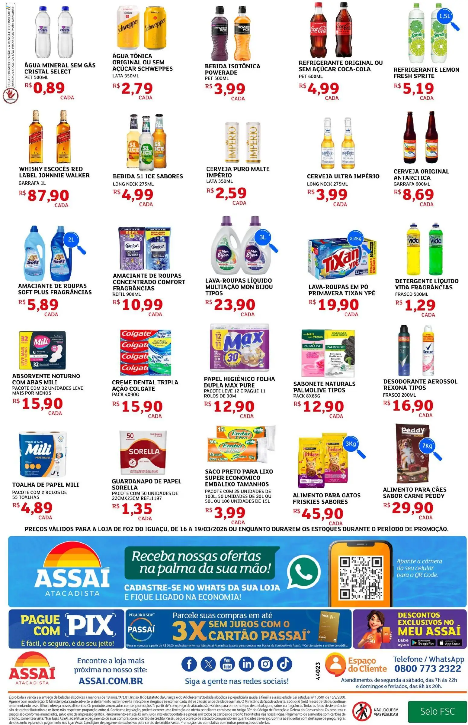 Assaí Atacadista Folheto - válido de 16.03.2026 | Página: 2 | Produtos: Cerveja, Roupas, Bebida, Água mineral