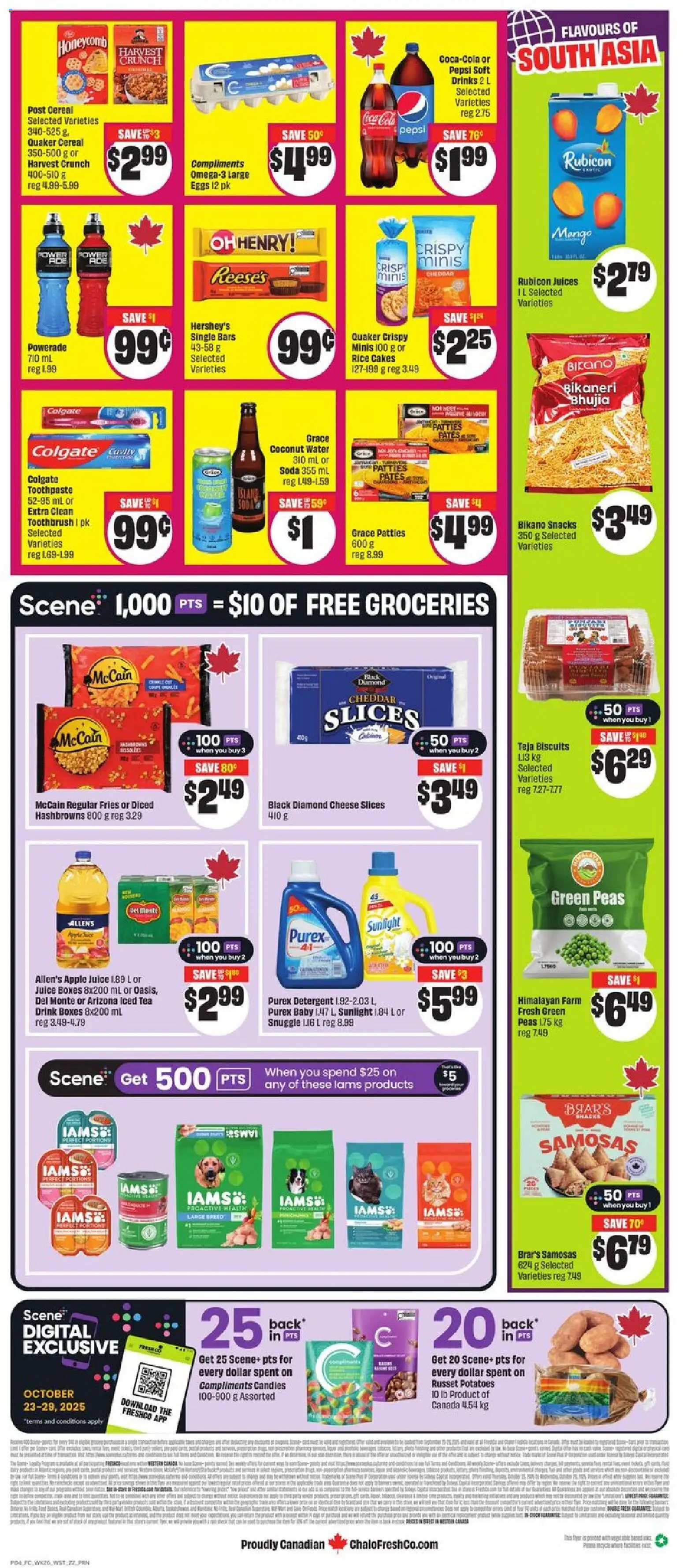 FreshCo flyer valid from 23.10.2025 | Page: 2 | Products: Tea, Potatoes, Detergent, Eggs