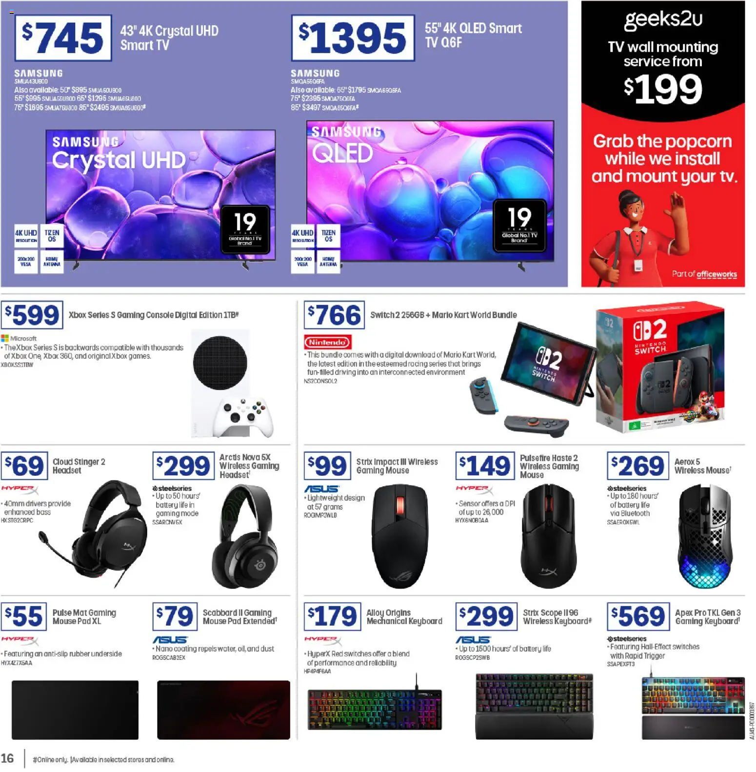 Officeworks catalogue - valid from 31.03.2026 | Page: 16 | Products: Battery, Popcorn, Gaming console, Nano