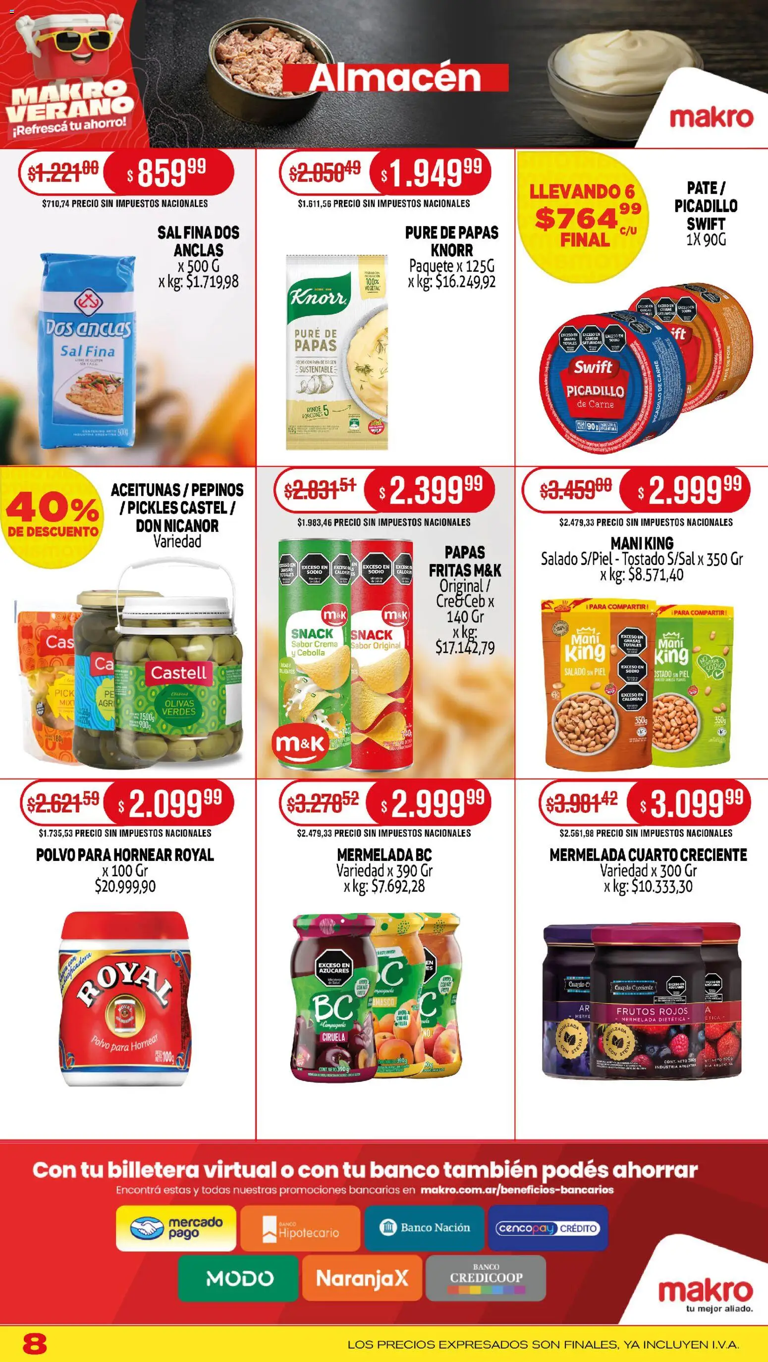 Makro ofertas │ válido desde el 01.02.2026 | Página: 8 | Productos: Sal, Mani, Paté, Pepinos