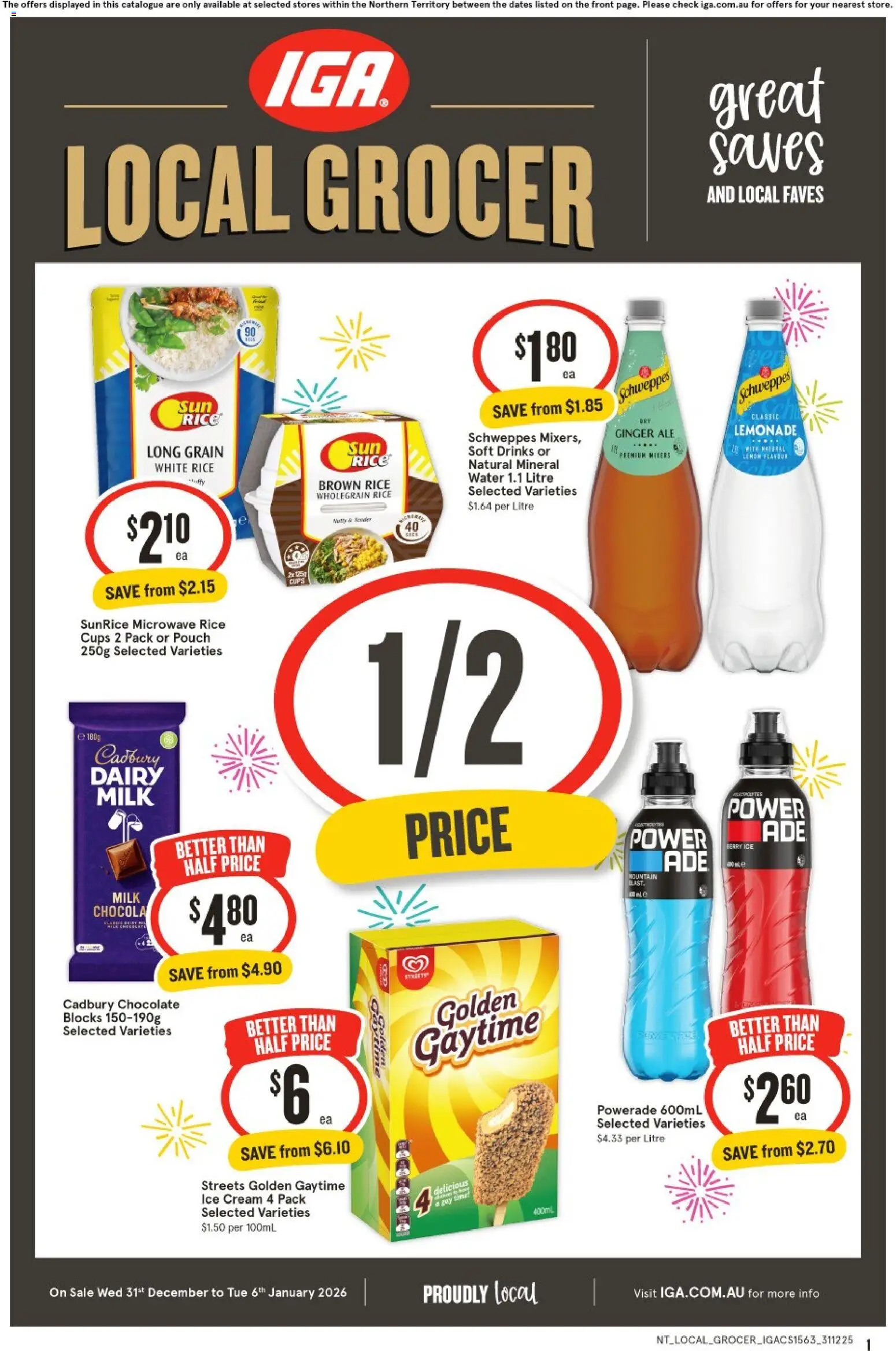 IGA catalogue - valid from 31.12.2025 | Page: 1 | Products: Ginger, Rice, Soft drinks, Microwave