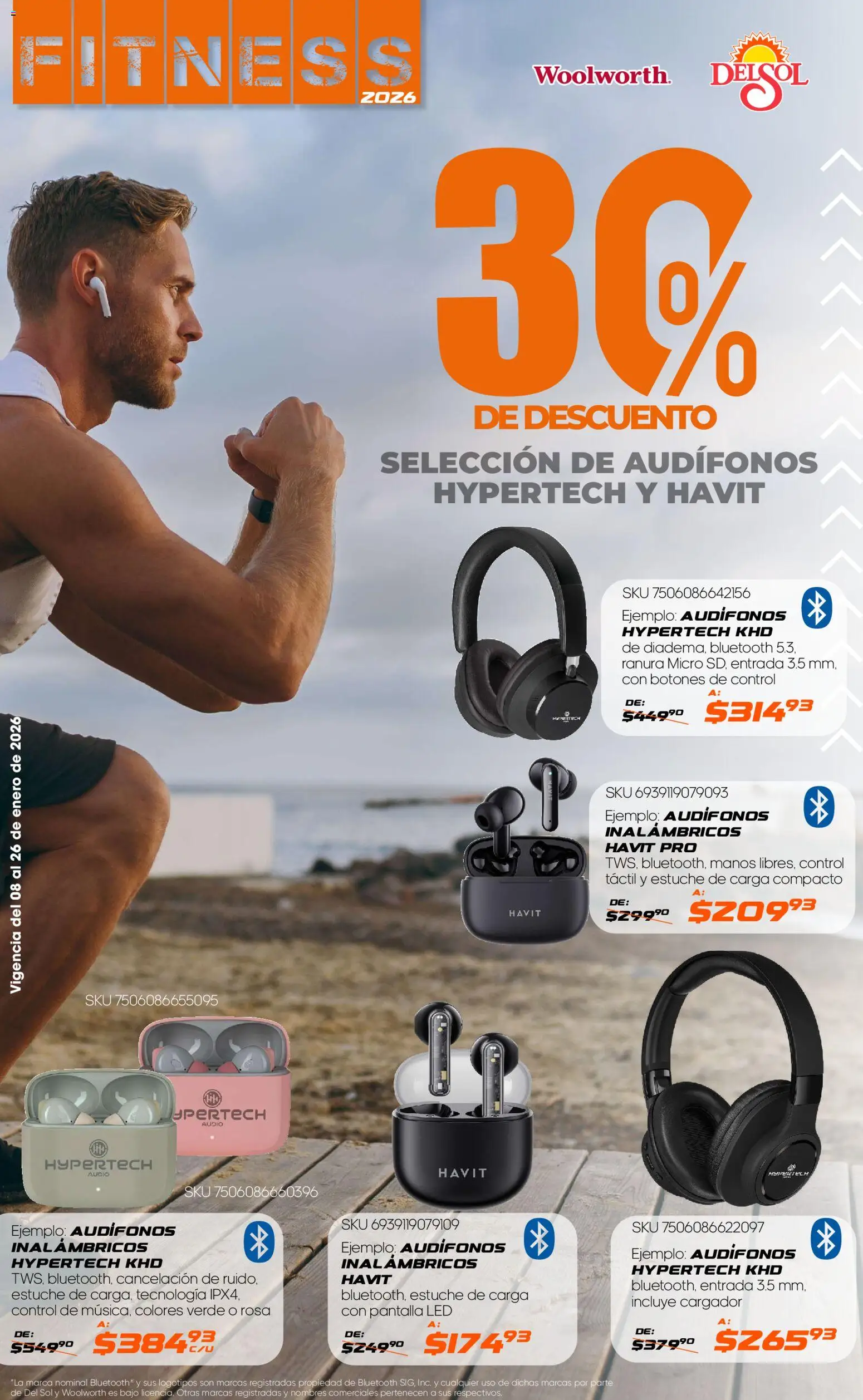Nuevas ofertas de Del Sol y Woolworth válidas en toda la República Mexicana desde el 08.01.2026. ¡Encuentra las mejores ofertas en Del Sol y Woolworth catálogo Fitness! | Página: 21 | Productos: Estuche, Audio, Cargador, Audífonos