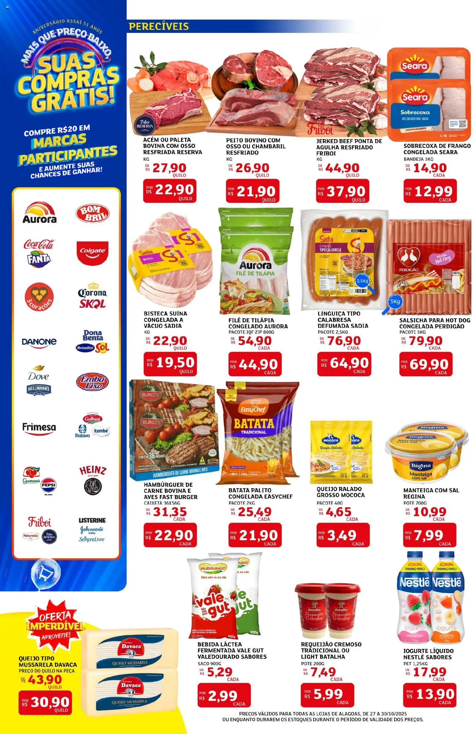Assaí Atacadista Folheto - válido de 27.10.2025 | Página: 6 | Produtos: Linguiça, Queijo ralado, Bebida, Frango