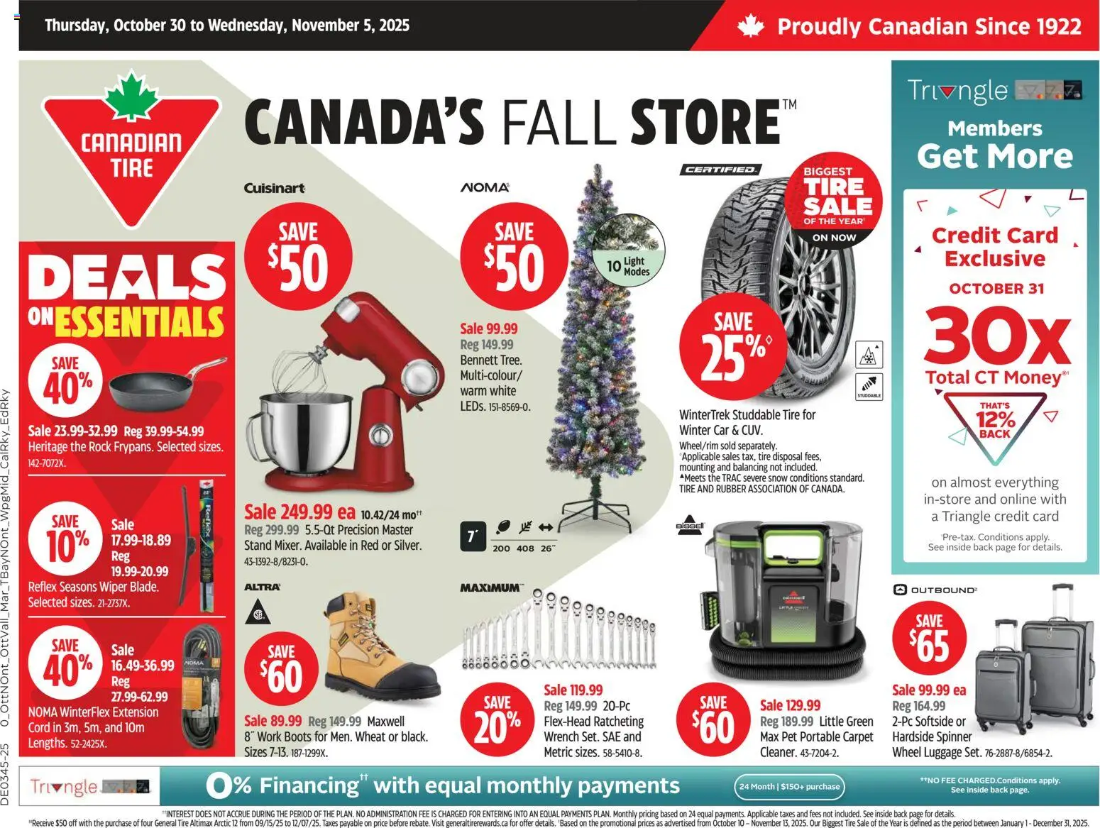 Canadian Tire flyer valid from 30.10.2025 | Page: 1 | Products: Boots, Luggage, Carpet