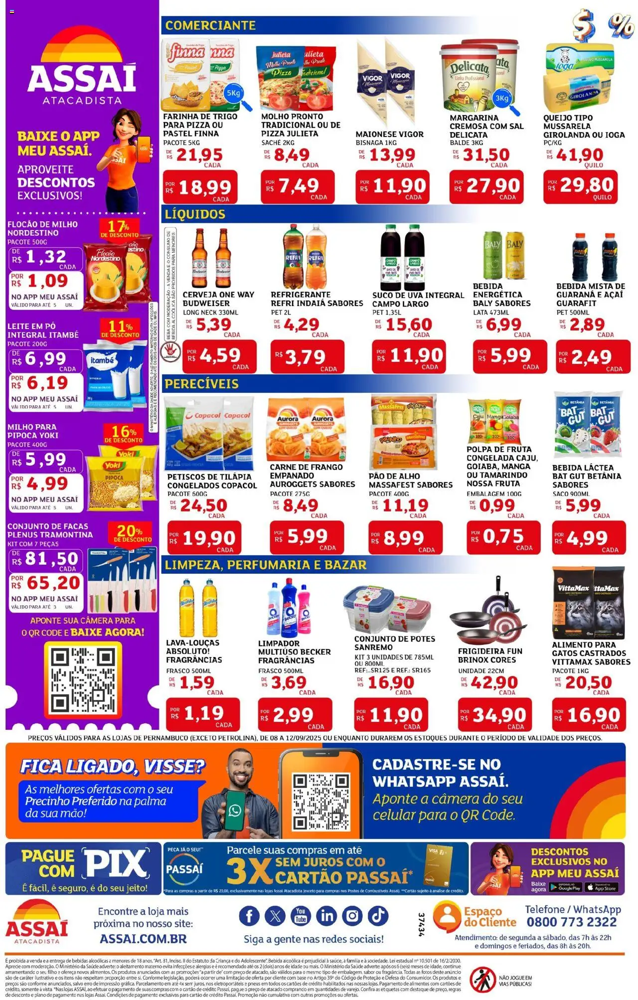 Assaí Atacadista Folheto - válido de 08.09.2025 | Página: 2 | Produtos: Tilápia, Base, Telefone, Pipoca