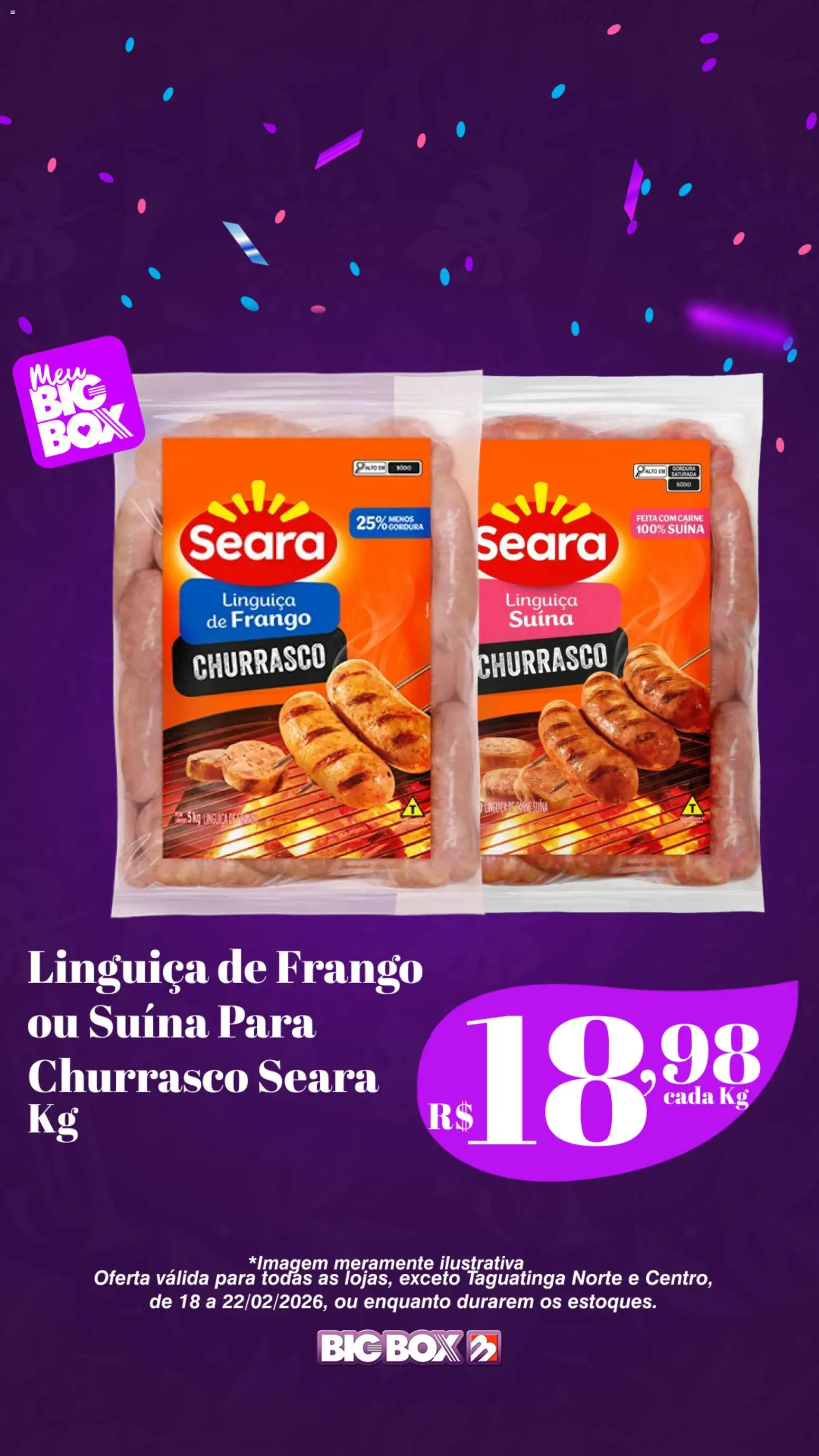 Big Box Folheto - válido de 18.02.2026 | Página: 3 | Produtos: Linguiça, Carne, Frango