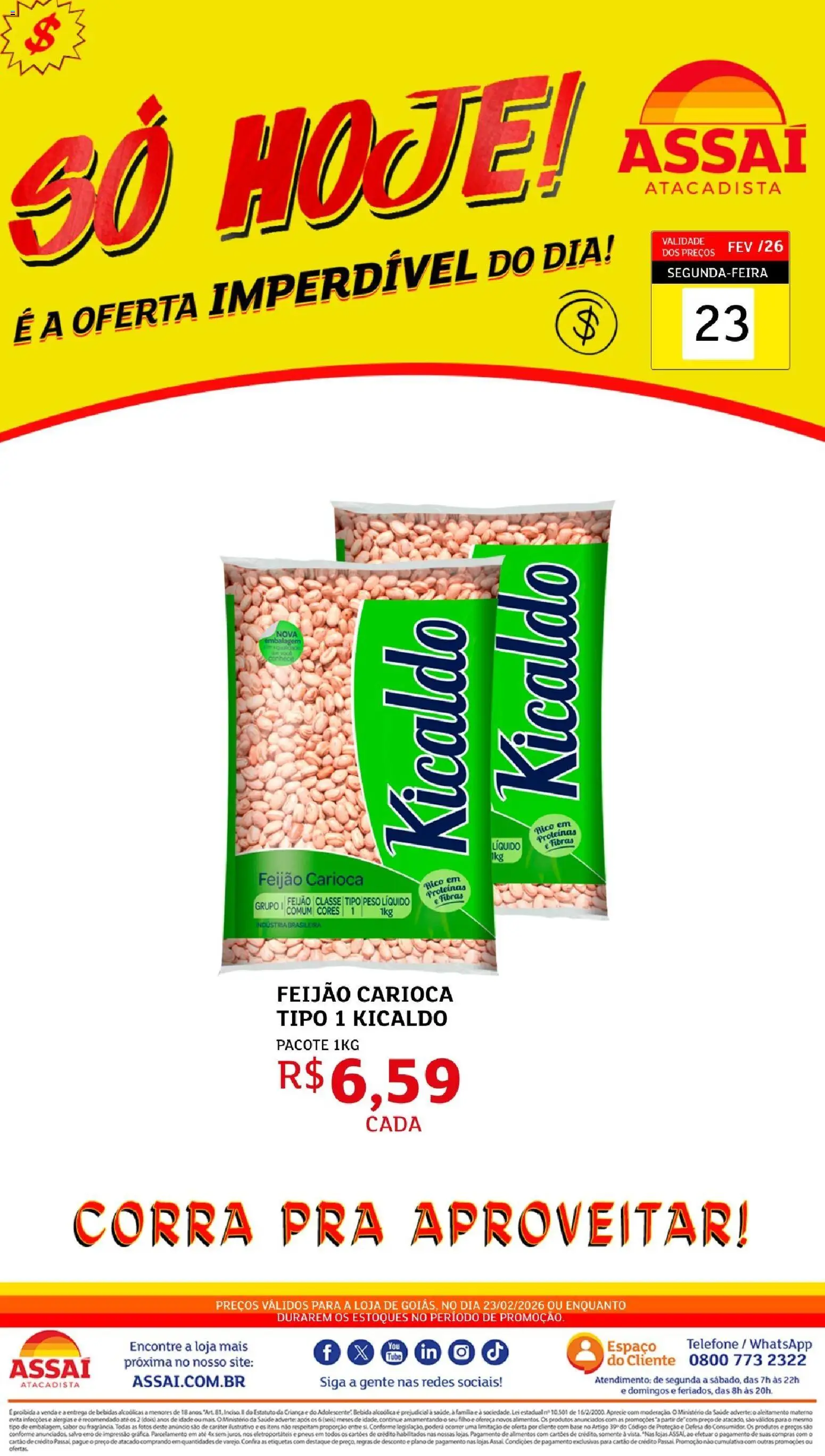 Assaí Atacadista Folheto - válido de 23.02.2026 | Página: 1 | Produtos: Feijão, Pneus, Base, Bebida