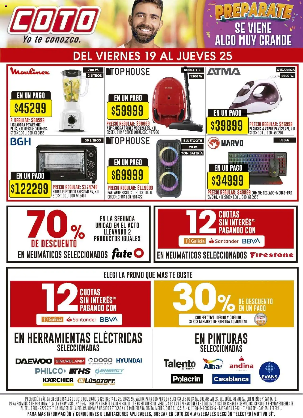 Coto - Electro Motivo │ válido desde el 19.09.2025 | Página: 1 | Productos: Neumáticos, Bolsa, Horno, Aspiradora