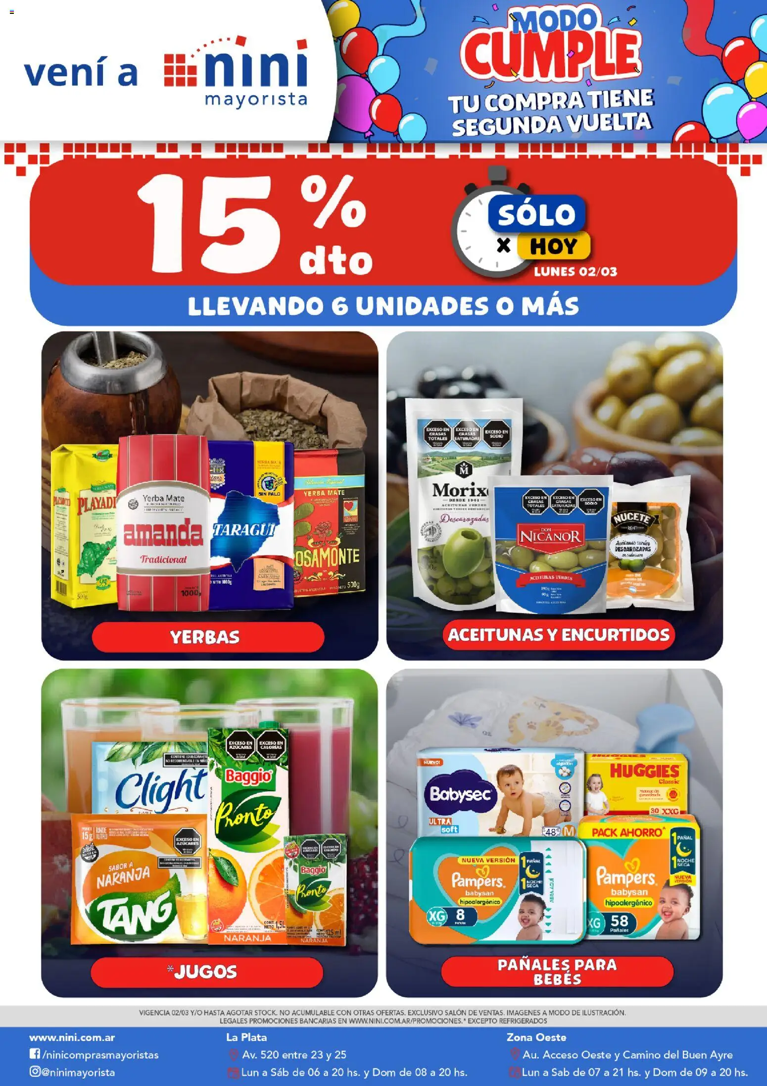 NINI Mayorista Sólo hoy │ válido desde el 02.03.2026 | Página: 1 | Productos: Mate, Yerba, Aceitunas, Pañales