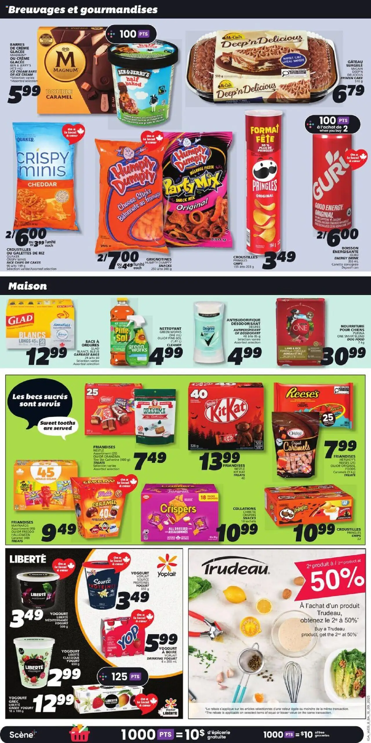 IGA flyer valid from 18.09.2025 | Page: 10 | Products: Chips, Deodorant, Antiperspirant, Yogurt