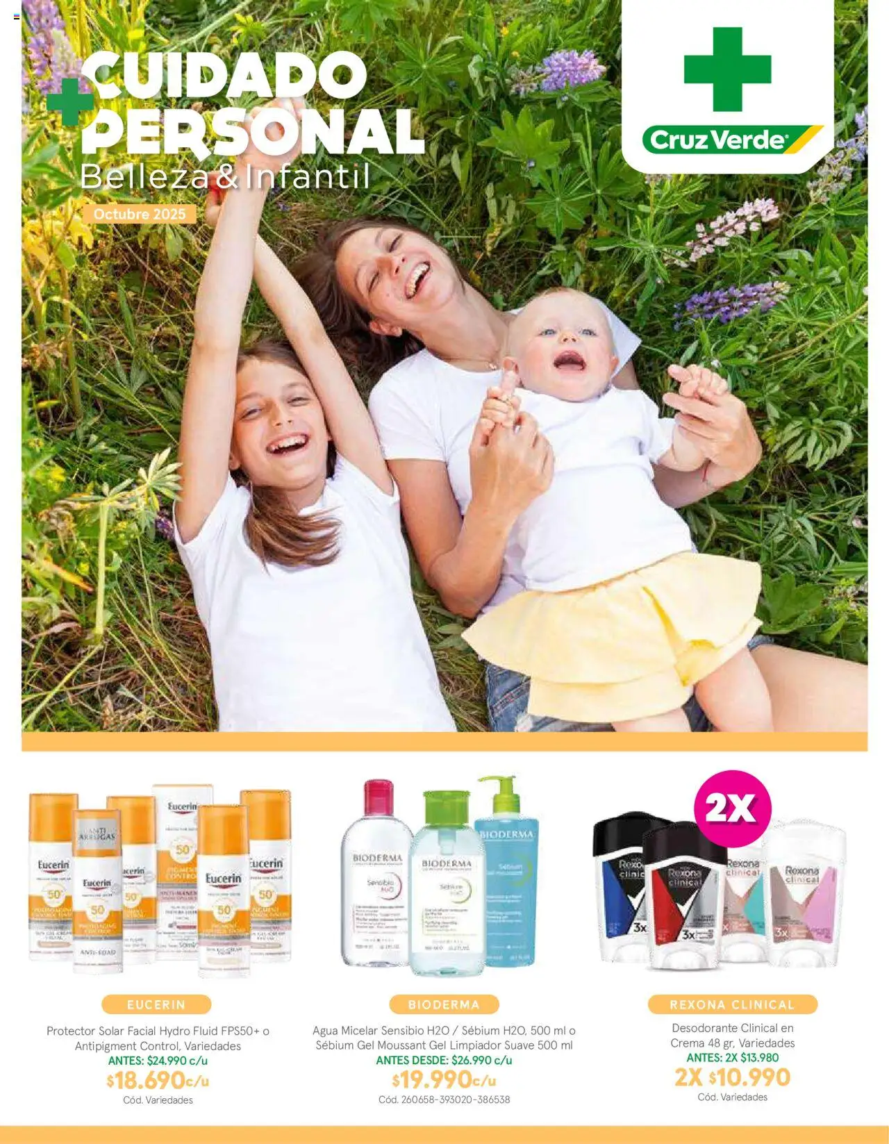 Belleza y Cuidado Personal Cruz Verde │ válido desde el 01.10.2025 | Página: 1 | Productos: Limpiador, Protector solar, Desodorante, Crema