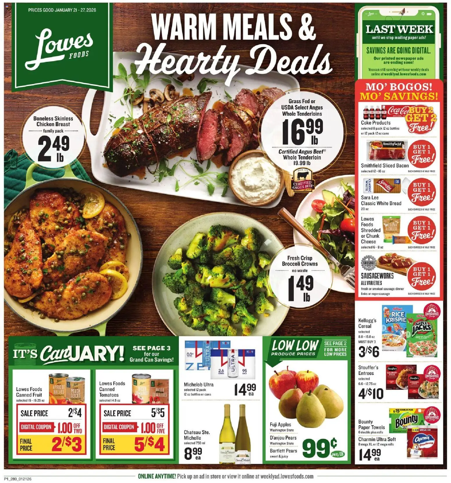 Lowes Foods Weekly Ad - GA - valid from 21.01.2026 | Page: 1 | Products: Crowns, Tomatoes, Beef, Sausage