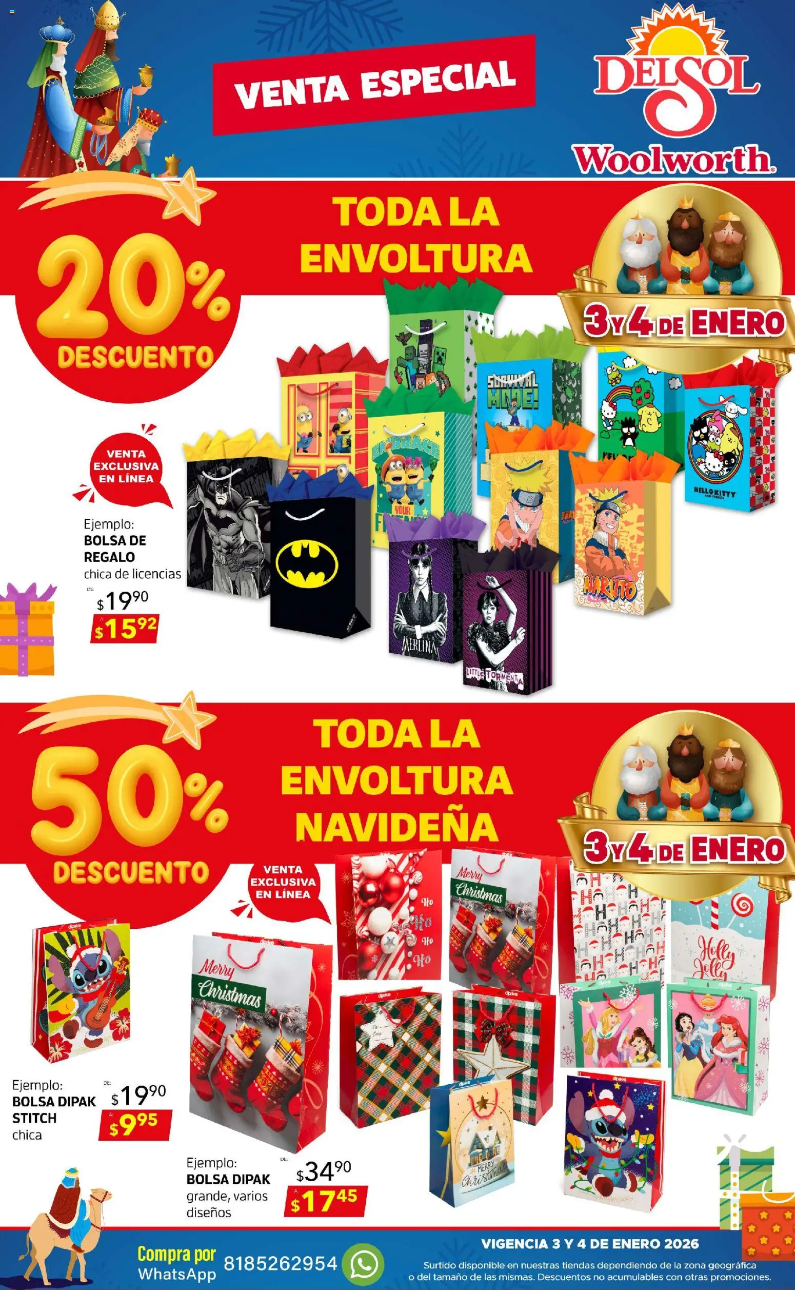 Nuevas ofertas de Del Sol y Woolworth válidas en toda la República Mexicana desde el 02.01.2026. ¡Encuentra las mejores ofertas en Del Sol y Woolworth catálogo Venta Especial ! | Página: 9 | Productos: Bolsa
