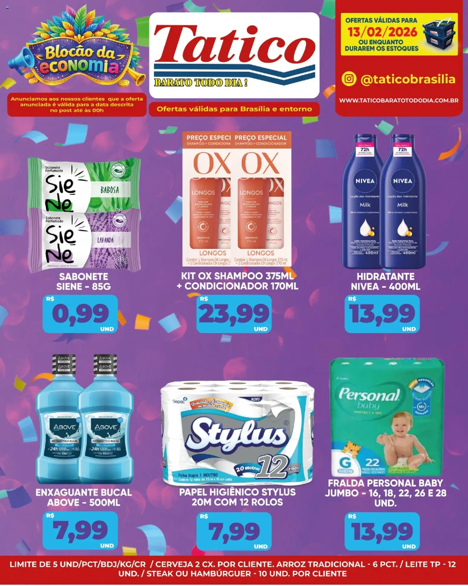 Tatico Folheto - válido de 13.02.2026 | Página: 14 | Produtos: Condicionador, Cerveja, Arroz, Sabonete
