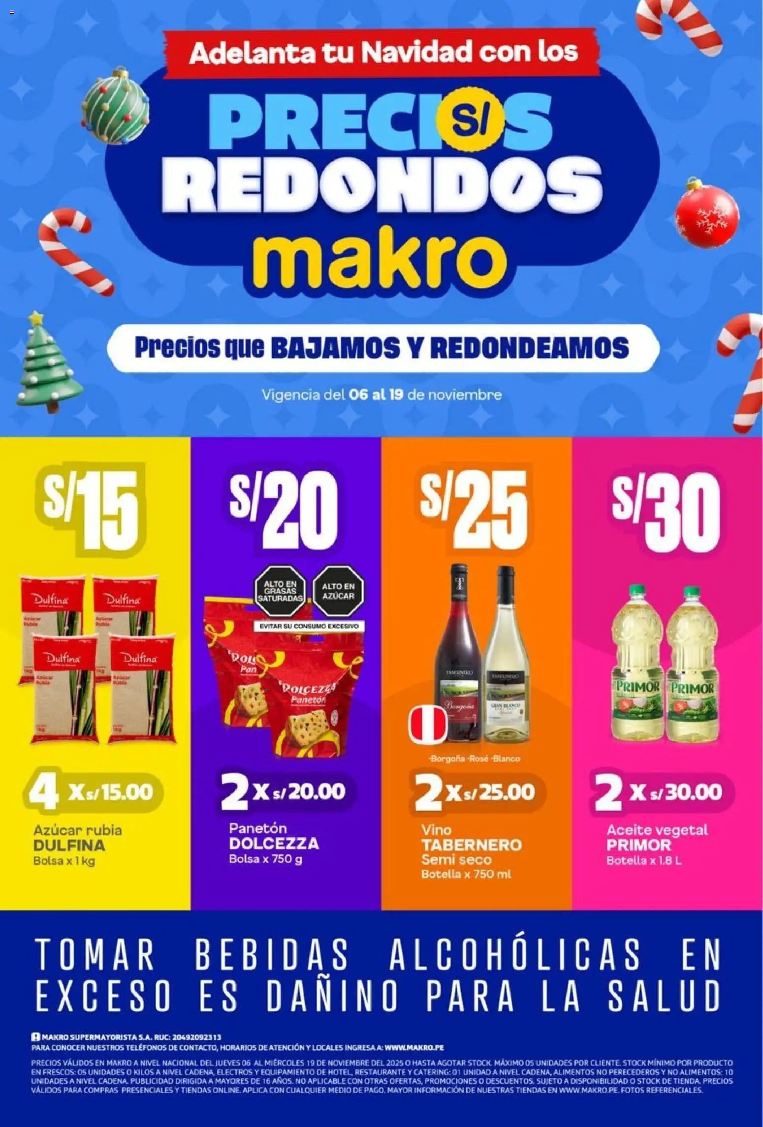 Catálogo Makro válido desde 06.11.2025 | Página: 1 | Productos: Aceite, Vino, Polo, Bolsa