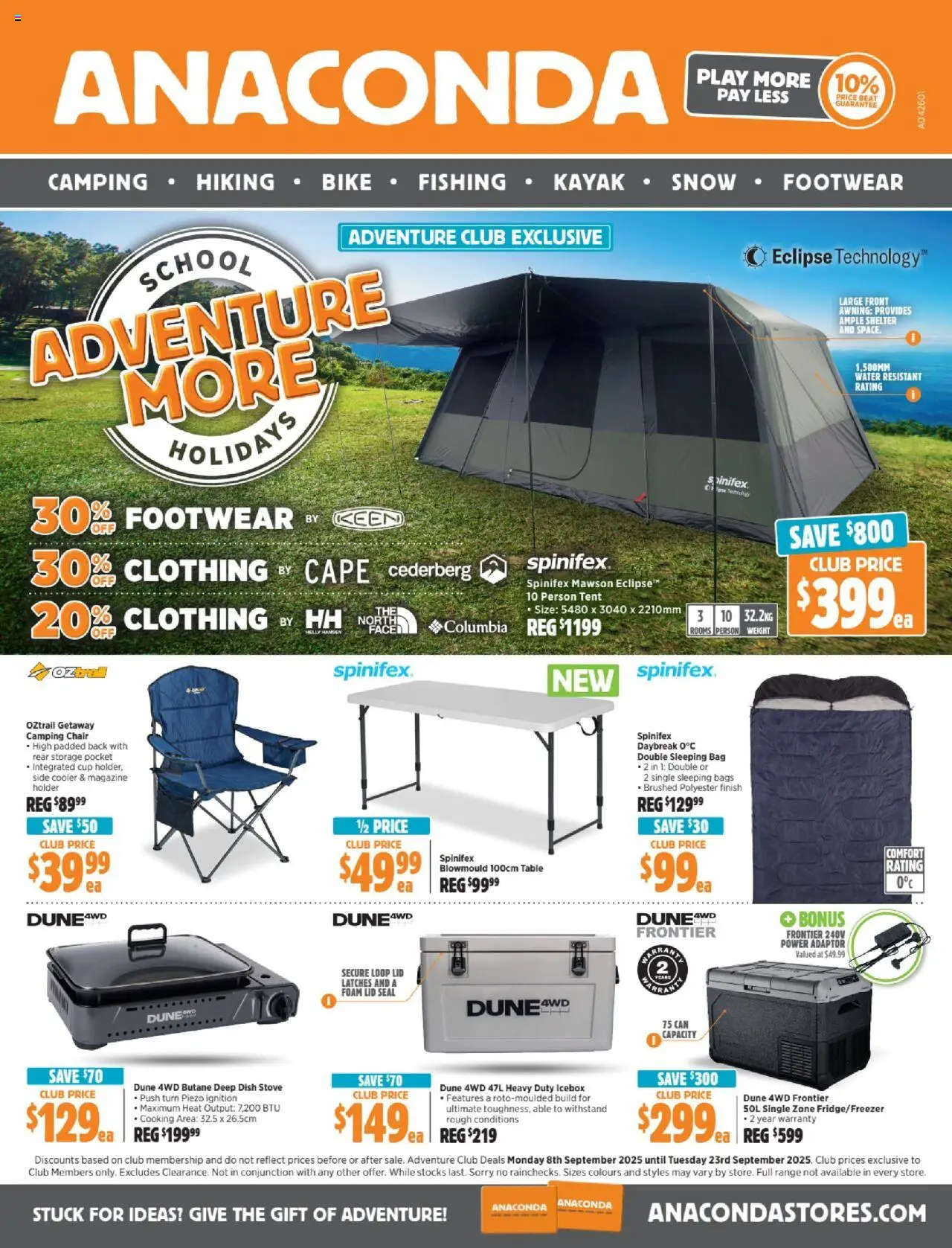 Anaconda catalogue - valid from 08.09.2025 | Page: 1 | Products: Chair, Water, Adaptor, Bag