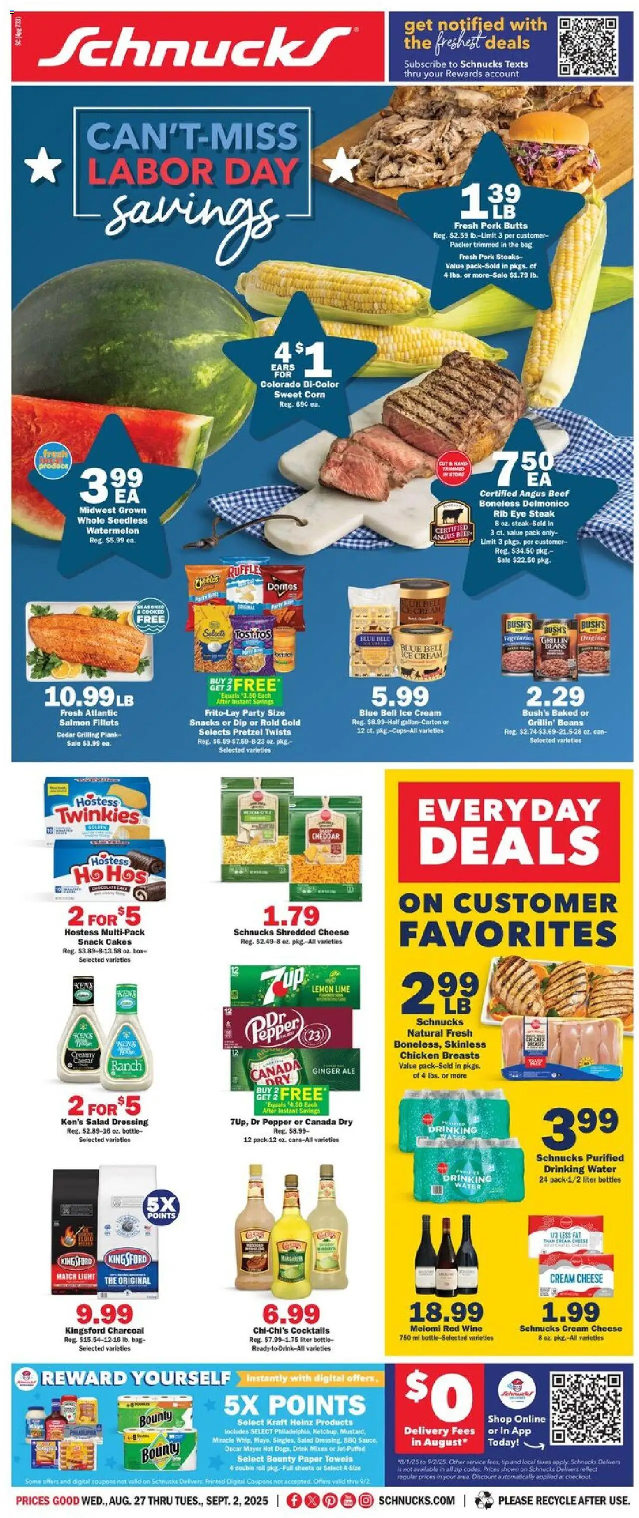 Schnucks Weekly Ad - valid from 27.08.2025 | Page: 1 | Products: Corn, Ginger, Pork, Ice cream