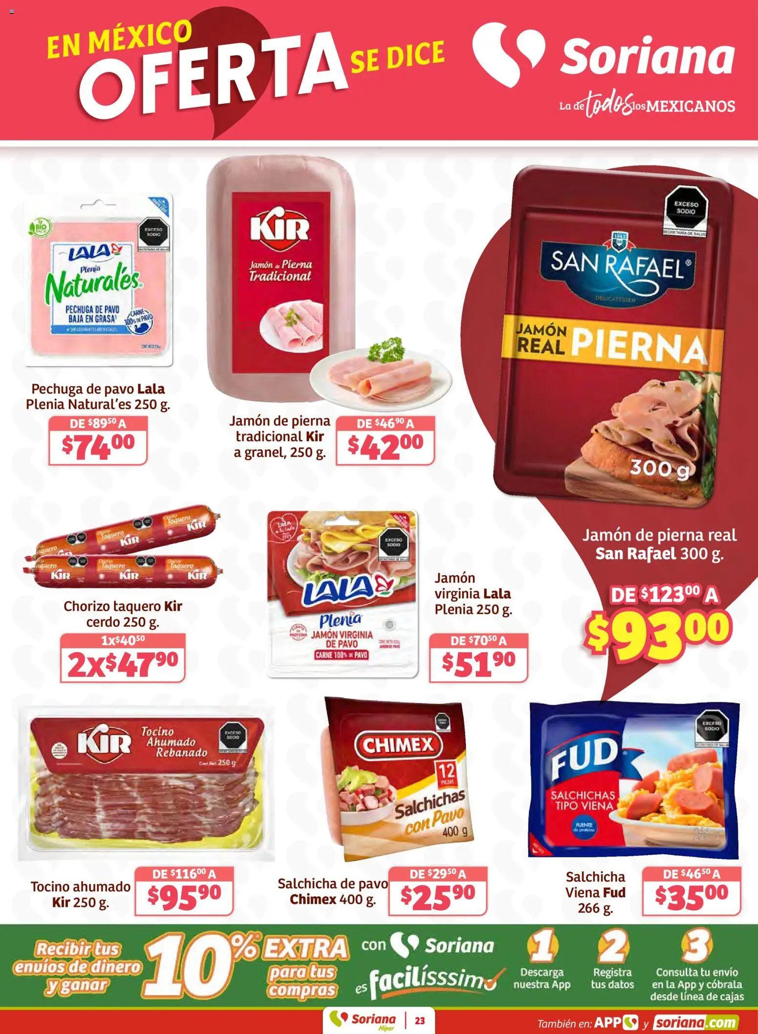 Nuevas ofertas de Soriana válidas en toda la República Mexicana desde el 27.02.2026. ¡Encuentra las mejores ofertas en Soriana Preciazazaso Híper: Frontera BCN, Son! | Página: 23 | Productos: Tocino, Salchicha, Jamón, Cerdo