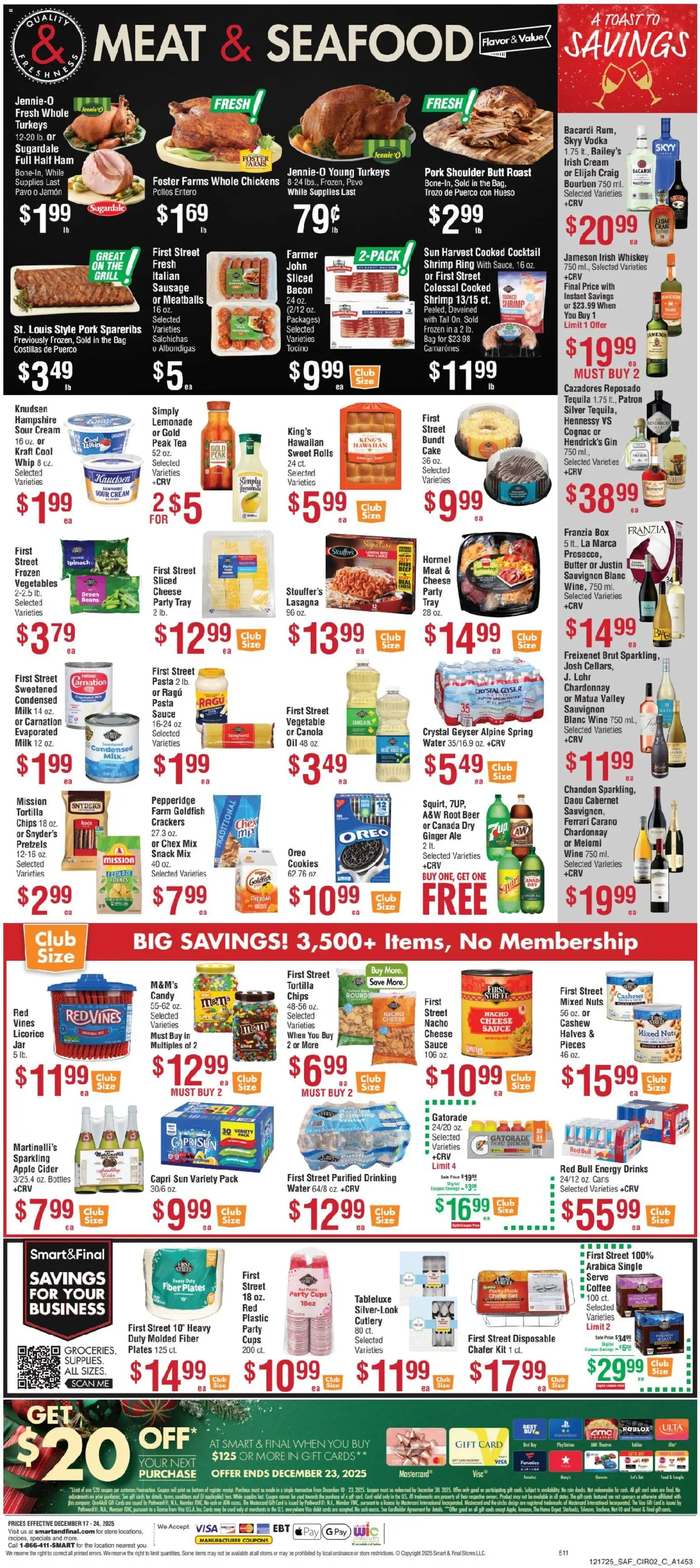 Smart & Final Grand Opening - valid from 16.12.2025 | Page: 3 | Products: Sour cream, Pasta, Cream, Seafood