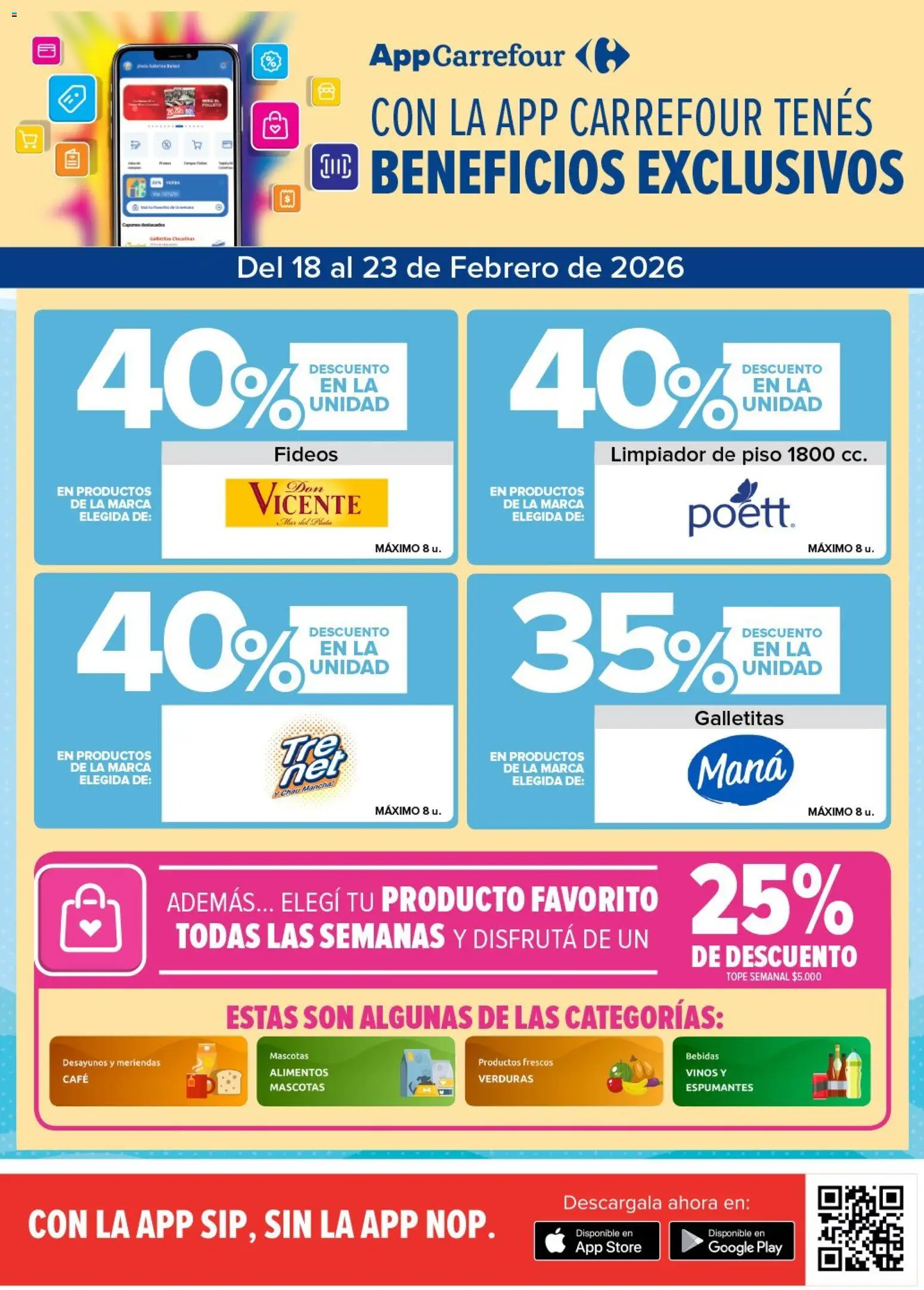 Carrefour Market - Disfrutá el verano │ válido desde el 18.02.2026 | Página: 2 | Productos: Galletitas, Café, Fideos, Limpiador