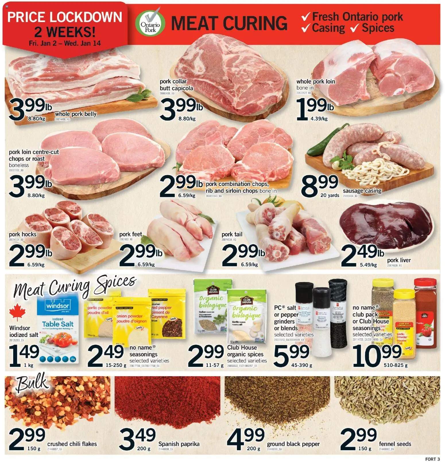 Fortinos flyer valid from 01.01.2026 | Page: 4 | Products: Flakes, Powder, Table, Pork