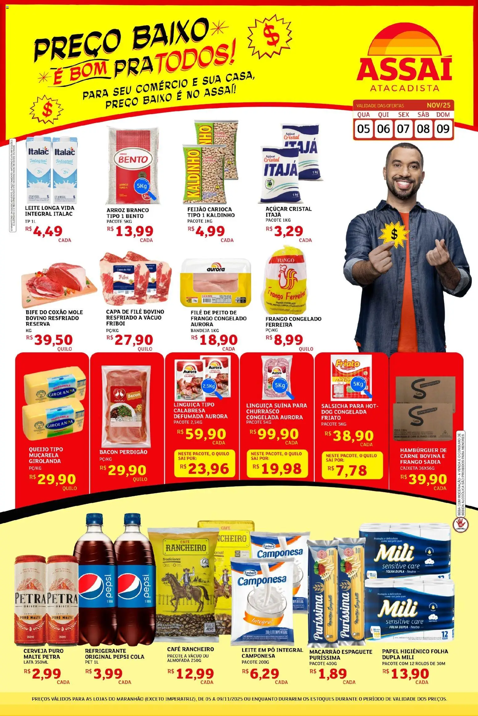 Assaí Atacadista Folheto - válido de 05.11.2025 | Página: 1 | Produtos: Cola, Café, Friato, Hambúrguer