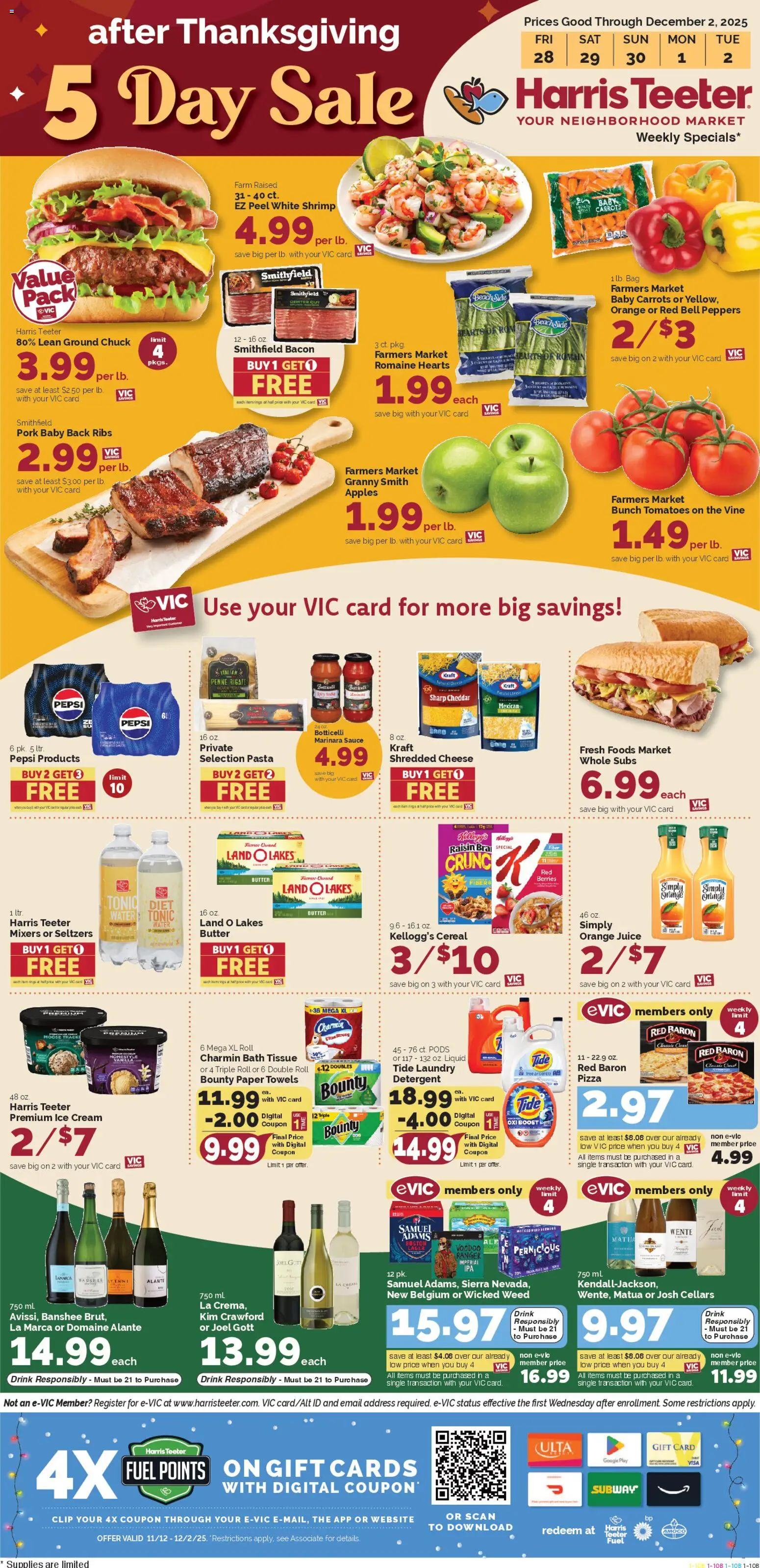 Harris Teeter Weekly Ad - NC - valid from 28.11.2025 | Page: 1 | Products: Romaine, Berries, Apples, Cream