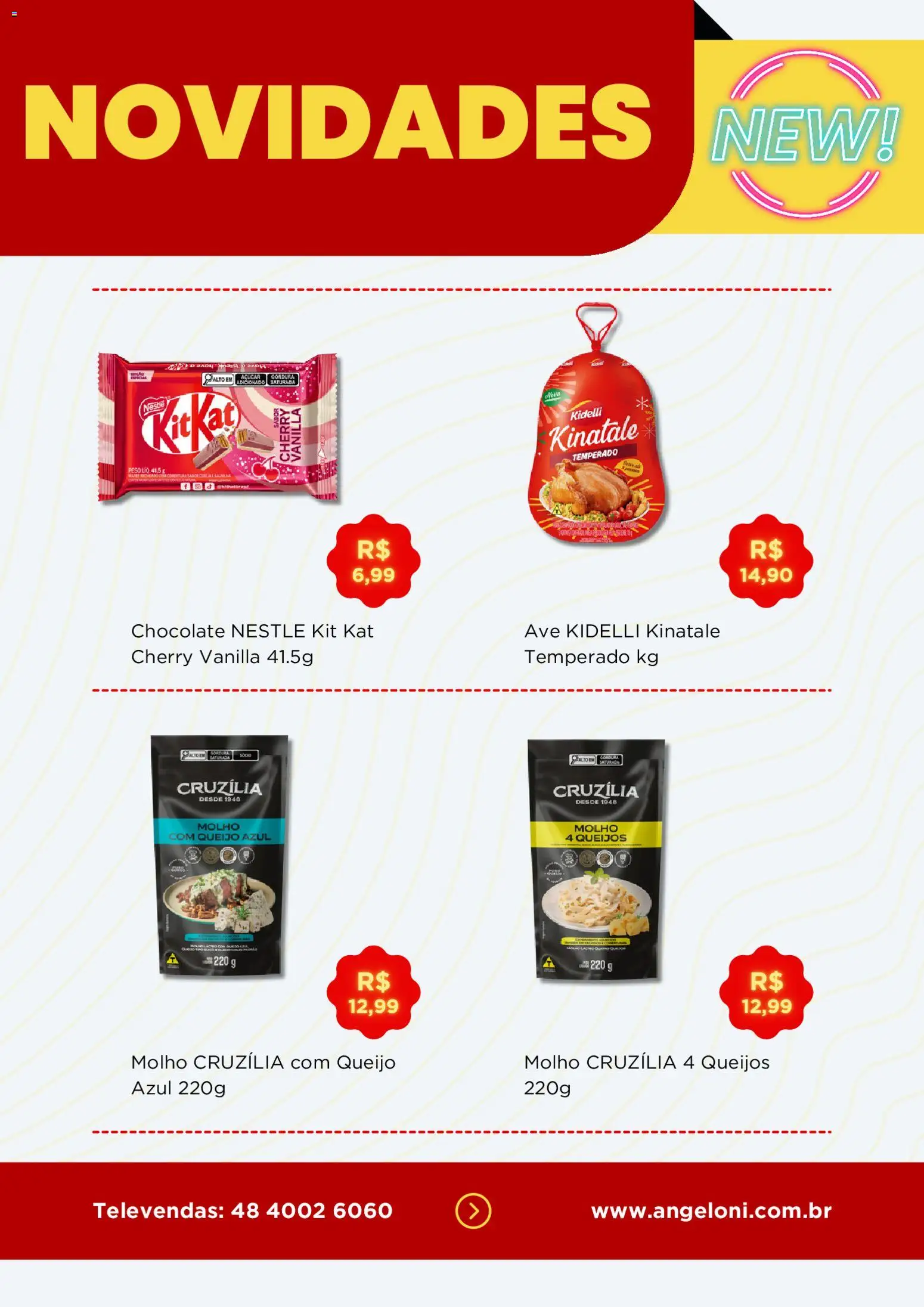 Angeloni Folheto - válido de 12.12.2025 | Página: 6 | Produtos: Queijo, Chocolate, Kit Kat, Açúcar