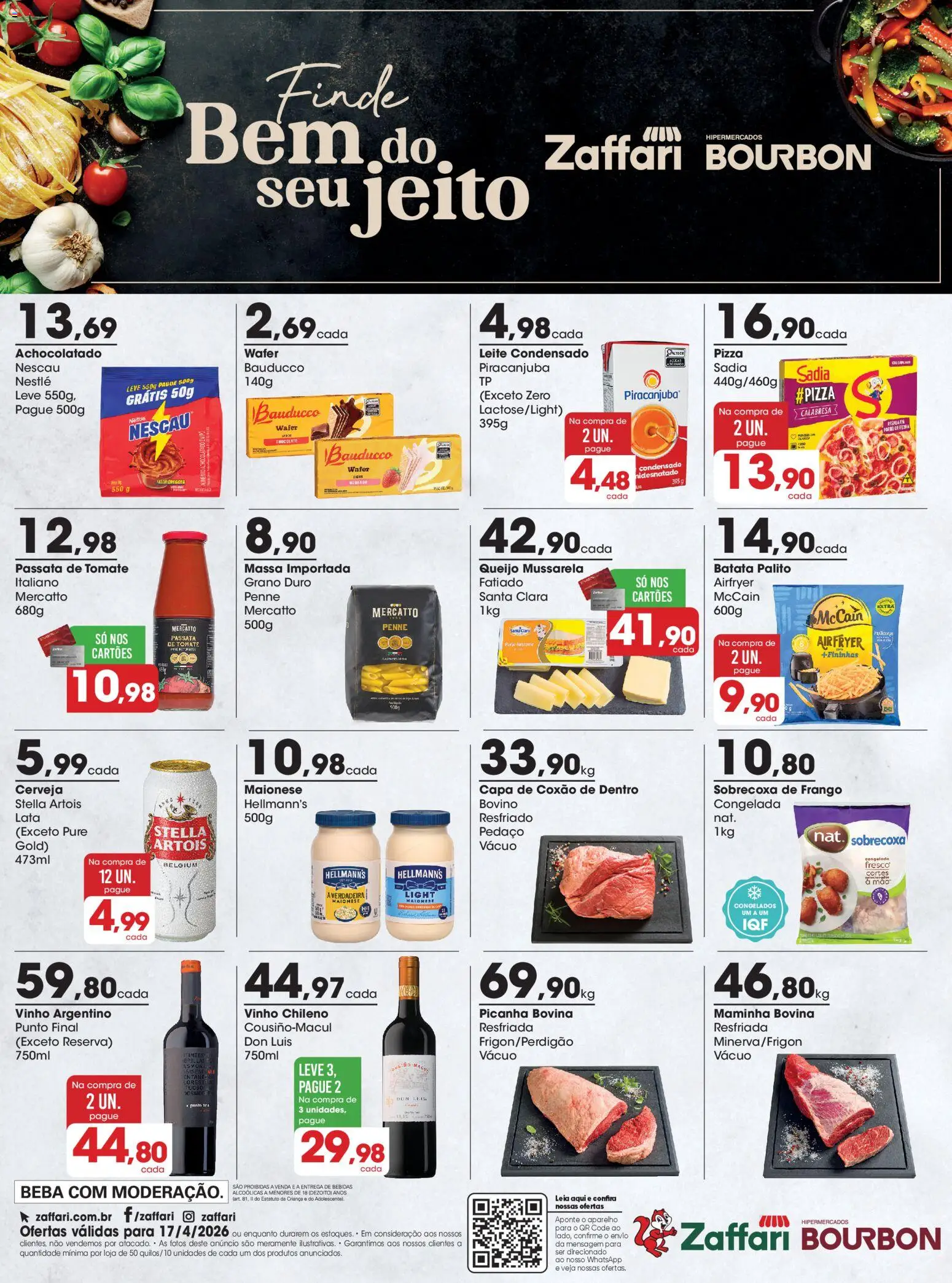 Zaffari Folheto - válido de 17.04.2026 | Página: 1 | Produtos: Leite, Pizza, Cerveja, Maionese