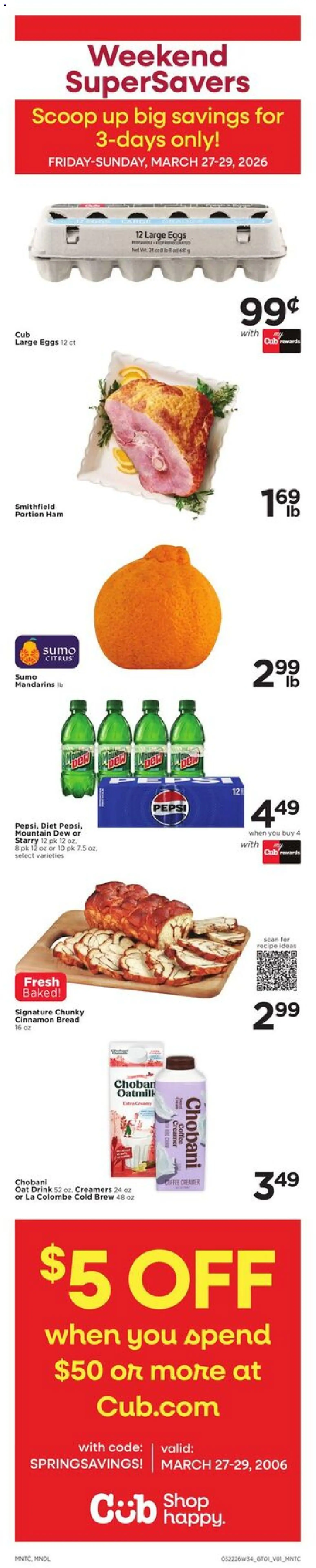 Cub Foods Weekly Savings - MN - valid from 22.03.2026 | Page: 3 | Products: Mandarins, Eggs, Bread, Ham