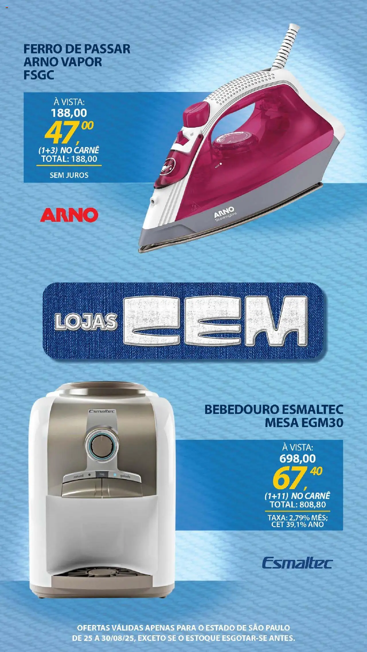 Lojas Cem Folheto - válido de 25.08.2025 | Página: 59 | Produtos: Ferro, Bebedouro, Ferro de passar, Carne