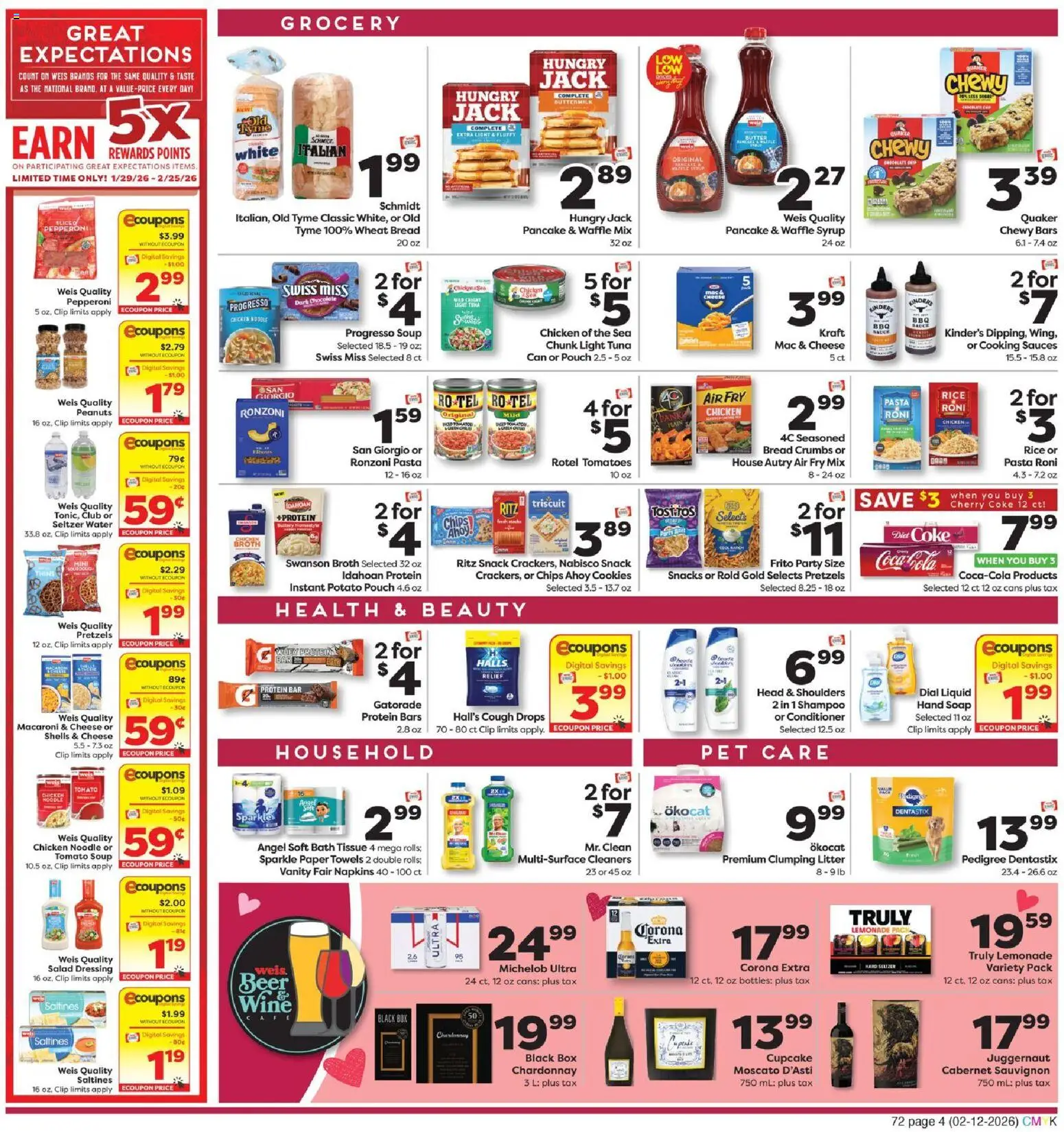 Weis Weekly Circular - WV - valid from 12.02.2026 | Page: 4 | Products: Wine, Soap, Salad, Water