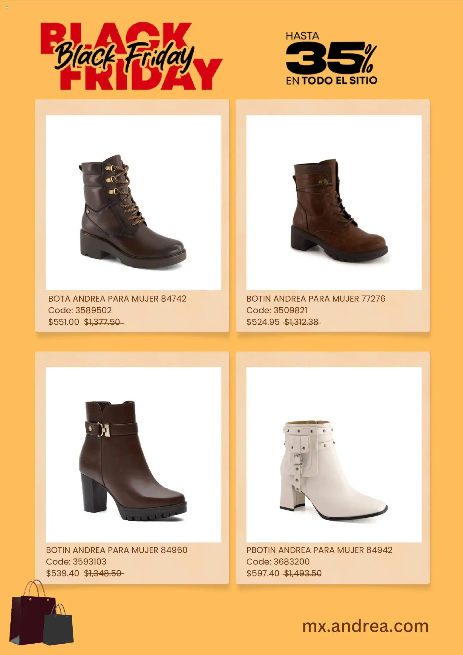 Nuevas ofertas de Andrea válidas en toda la República Mexicana desde el 19.11.2025. ¡Encuentra las mejores ofertas en Andrea Black Friday! | Página: 2 | Productos: Botín
