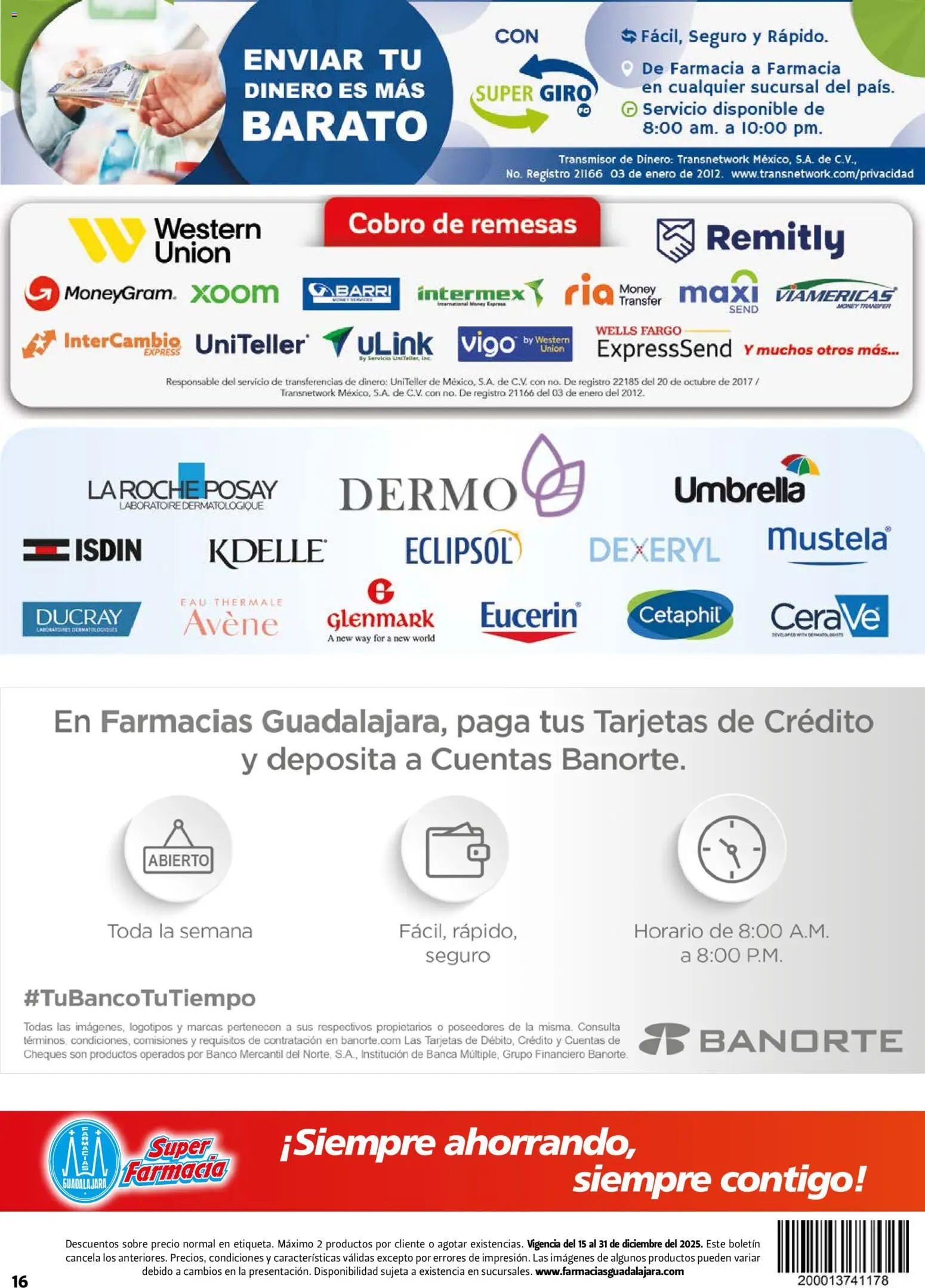 Nuevas ofertas de Farmacia Guadalajara válidas en toda la República Mexicana desde el 15.12.2025. ¡Encuentra las mejores ofertas en Farmacia Guadalajara catálogo! | Página: 16 | Productos: Banco, Sobre