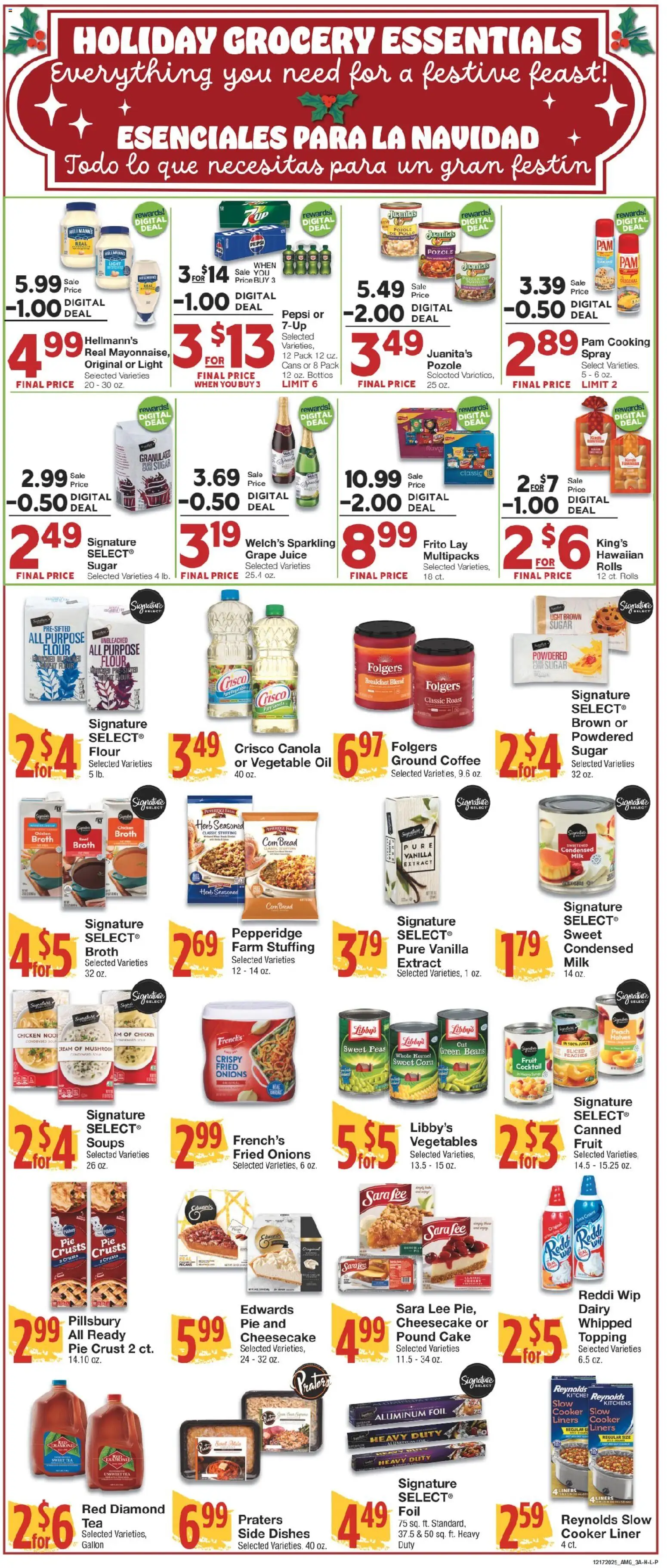 United Supermarkets Ad - valid from 16.12.2025 | Page: 3 | Products: Milk, Bread, Tea, Cheesecake