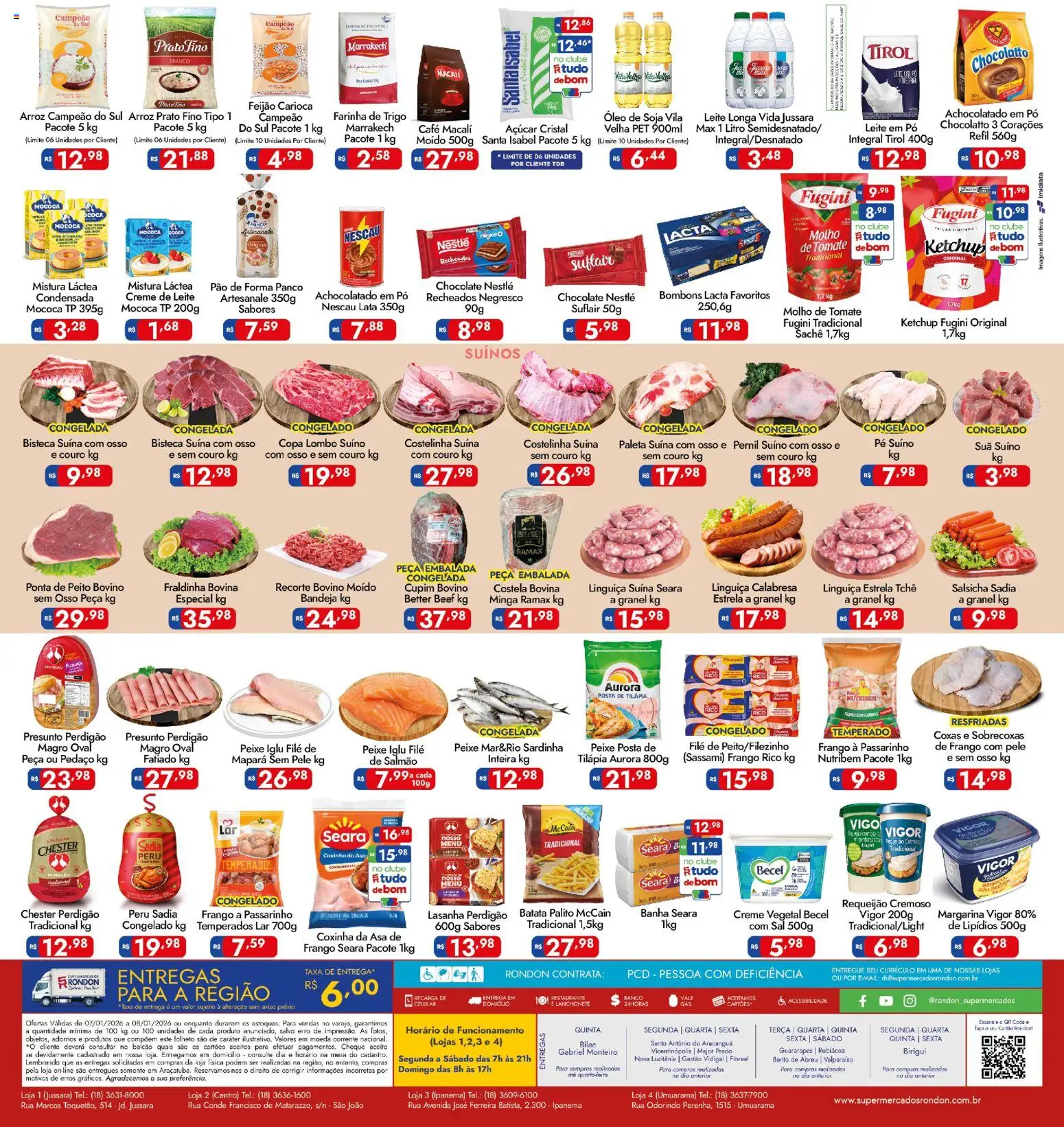 Supermercados Rondon Folheto - válido de 07.01.2026 | Página: 2 | Produtos: Pera, Copa, Soja, Margarina