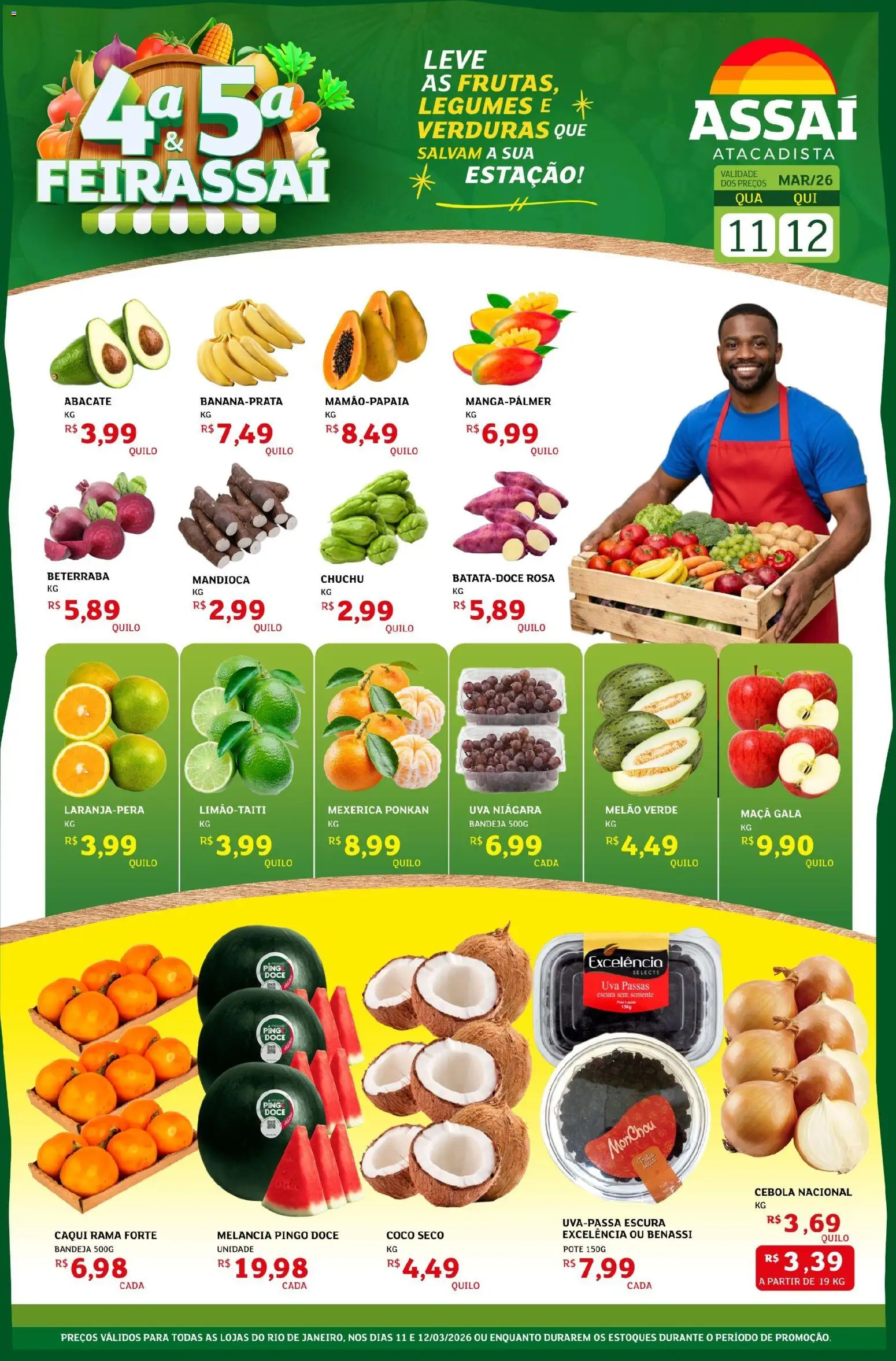 Assaí Atacadista Folheto - válido de 11.03.2026 | Página: 1 | Produtos: Caqui, Coco, Melão, Chuchu