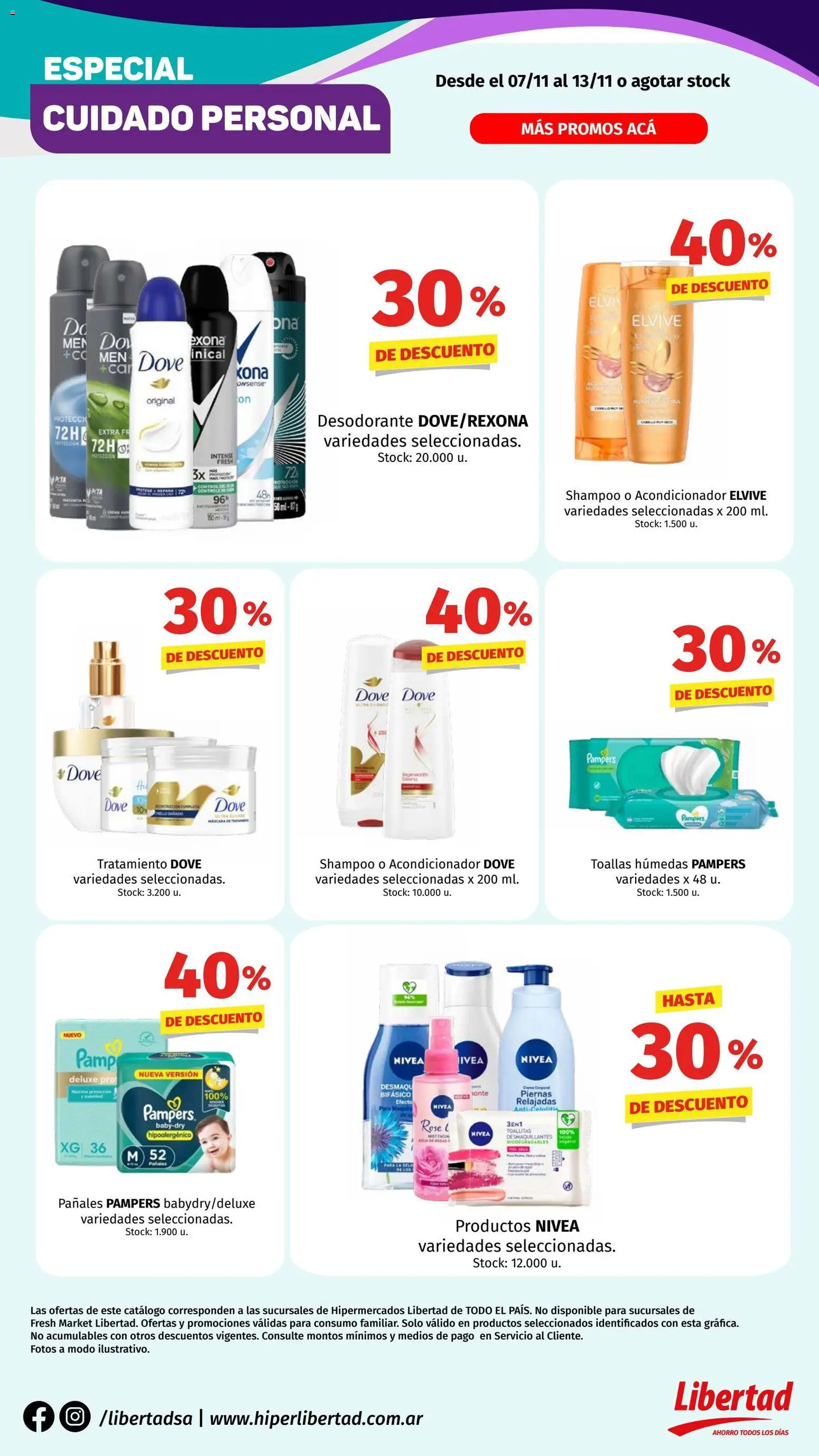 Hipermercado Libertad - Cuidado personal  │ válido desde el 06.11.2025 | Página: 1 | Productos: Toallas, Shampoo, Toallitas desmaquillantes, Pañales