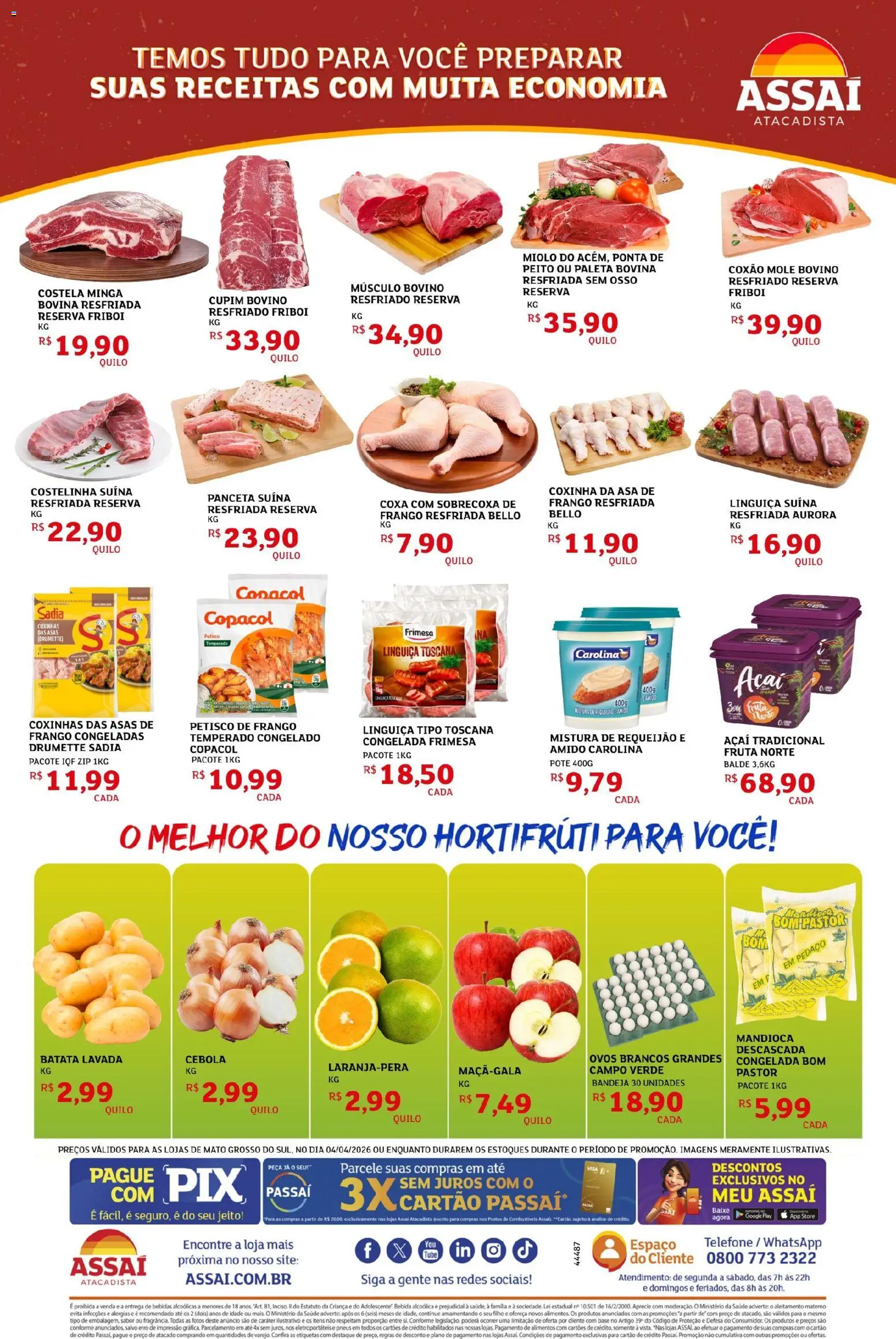 Assaí Atacadista Folheto - válido de 04.04.2026 | Página: 2 | Produtos: Ovos, Pneus, Base, Batata