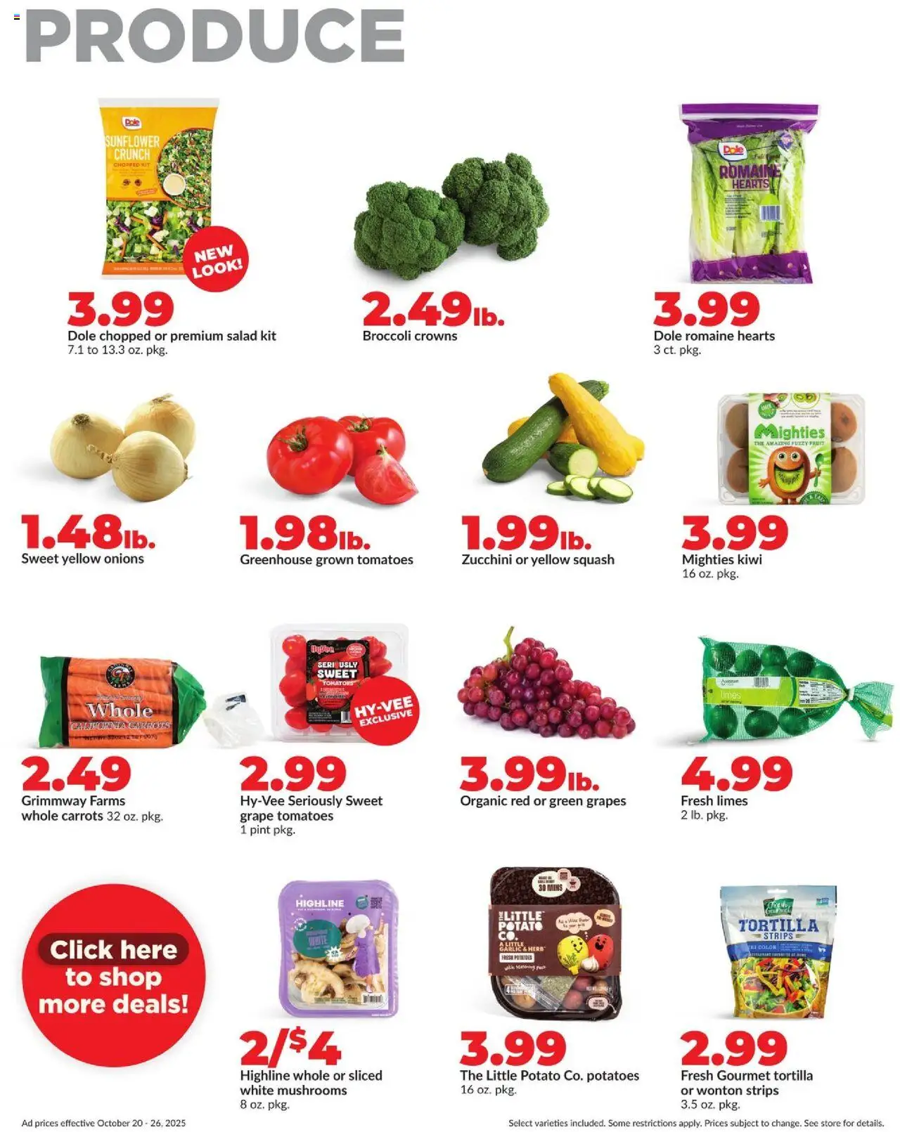HyVee Weekly Ad - valid from 20.10.2025 | Page: 9 | Products: Romaine, Tomatoes, Kiwi, Potatoes