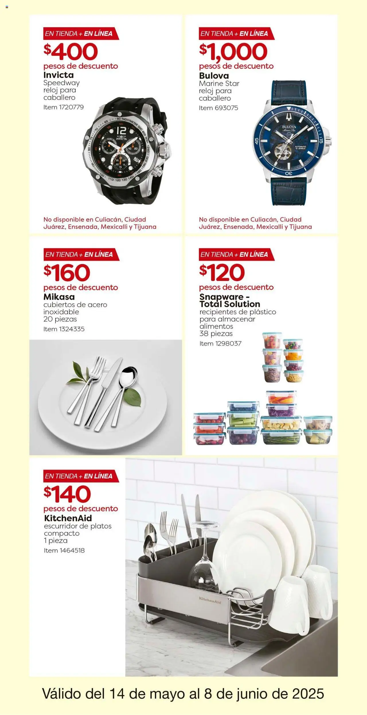 Nuevas ofertas de Costco válidas en toda la República Mexicana desde el 14.05.2025. ¡Encuentra las mejores ofertas en Costco catálogo! | Página: 13 | Productos: Escurridor, Reloj