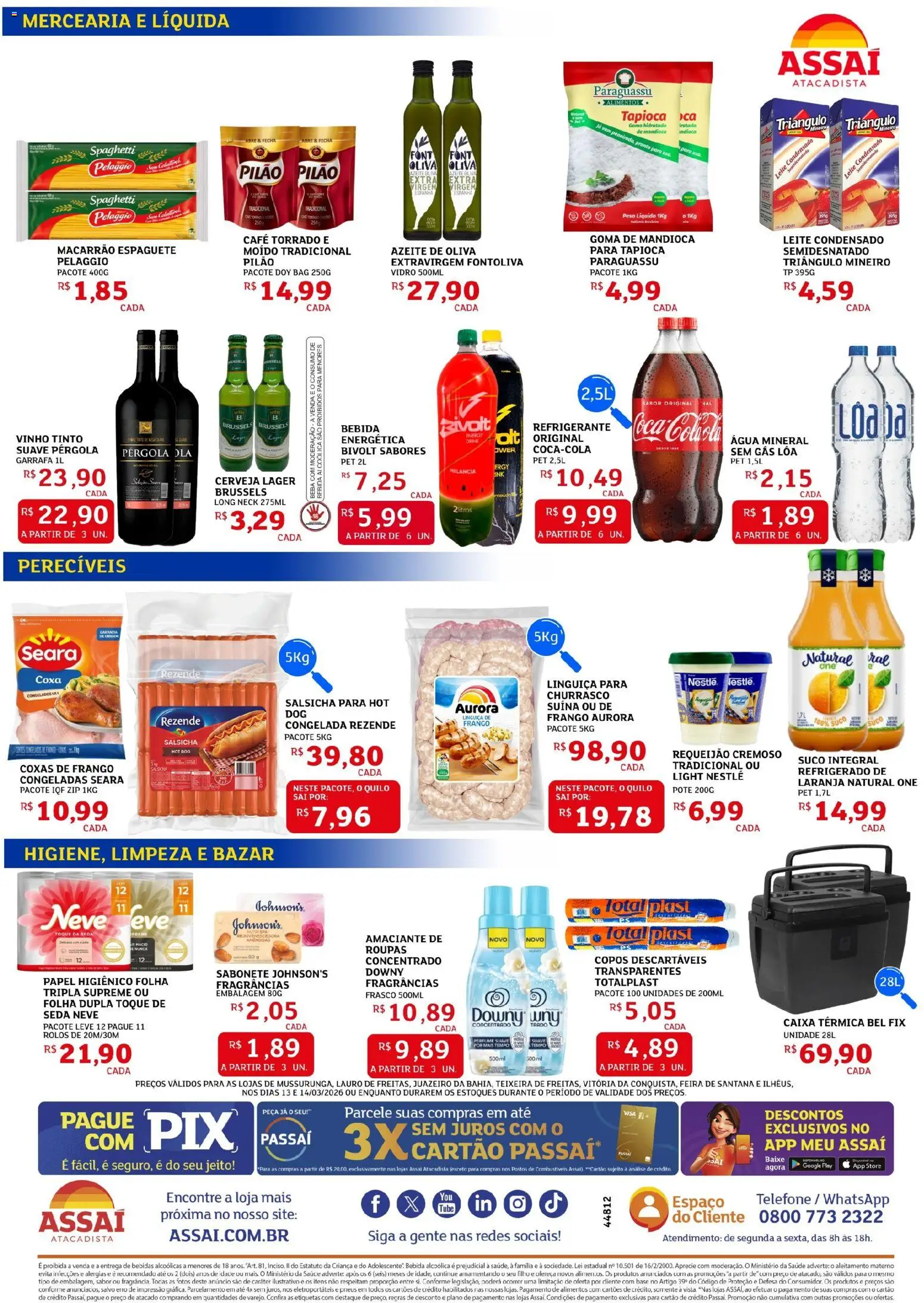 Assaí Atacadista Folheto - válido de 13.03.2026 | Página: 2 | Produtos: Espaguete, Vinho, Base, Água mineral