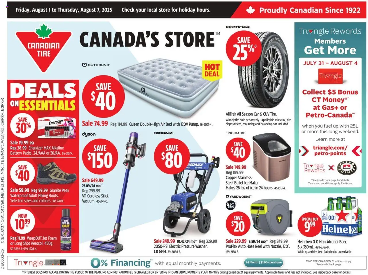 Canadian Tire flyer valid from 01.08.2025 | Page: 1 | Products: Bed, Battery